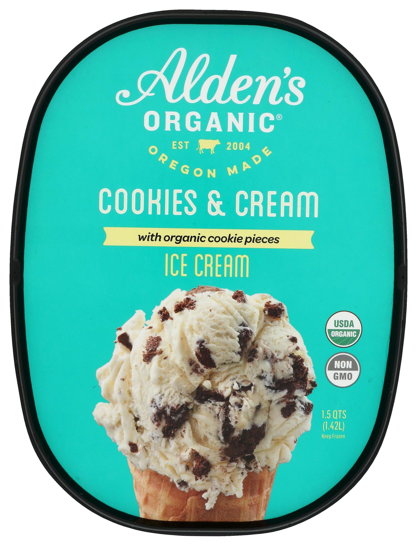 Aldens, Organic Cookies & Cream Ice Cream, 48 oz (Frozen)