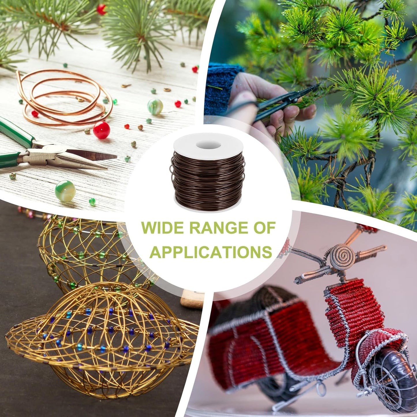 MECCANIXITY 15 Gauge Anodized Aluminum Craft Wire Bendable Bonsai Training Wire 223 Feet 1.5mm for Sculpting Crafts Wreath Floral Beading Jewelry Making, Brown