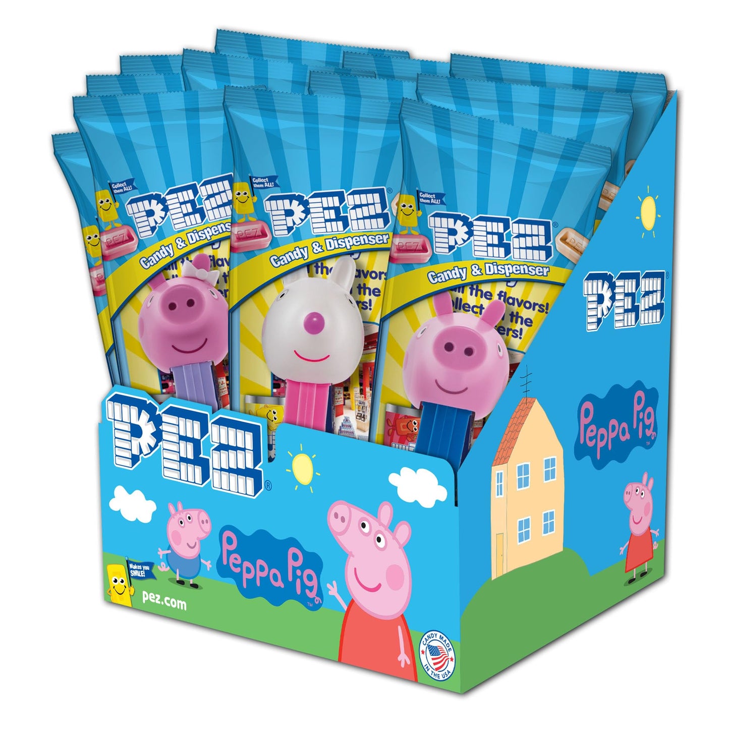PEZ Peppa Pig Candy Dispensers, 12 Pack, Individually Wrapped, Random Color, 16 x 12.7 x 18.5 cm