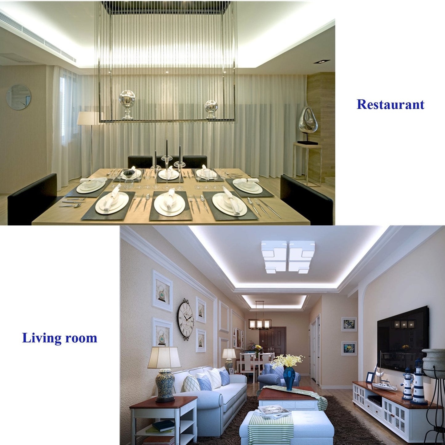 Junwen 16.4Ft White Led Strip Lights 12V Waterproof Led Strip Lights Flexible Light Strip Indoor For Bedroom Kitchen Bathroom(Not Included Power)