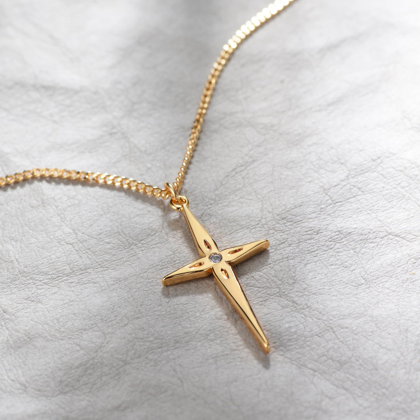 14K Gold Plated Cross Necklace, Cross Faith Arrow Zircon Pendant Dainty Chain Simple Tiny Jewelry Gift for Women