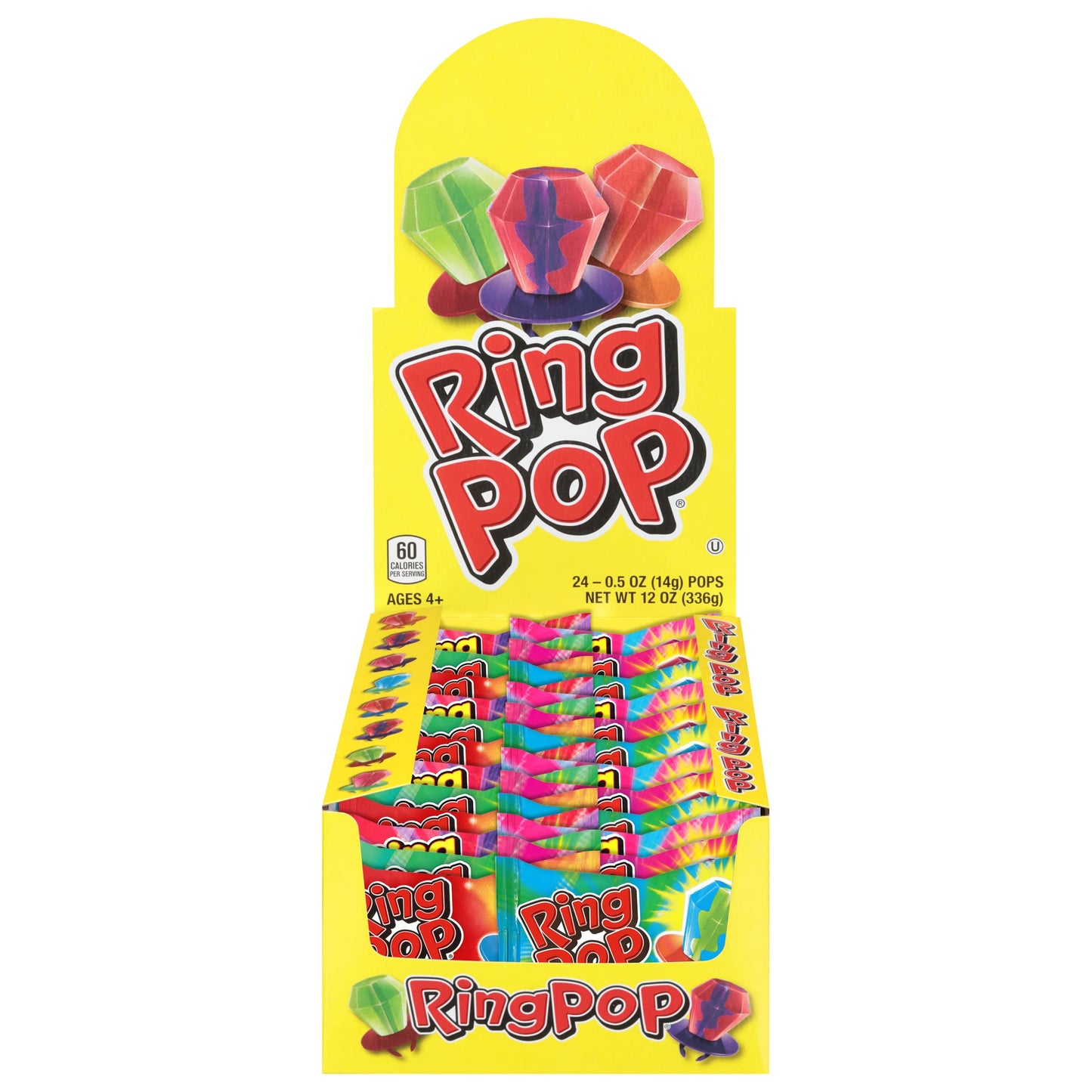 Ring Pop Individually Wrapped Bulk Lollipop Variety Party Pack - 24 Count Lollipop Suckers w/ Assorted Flavors - Fun Candy for H