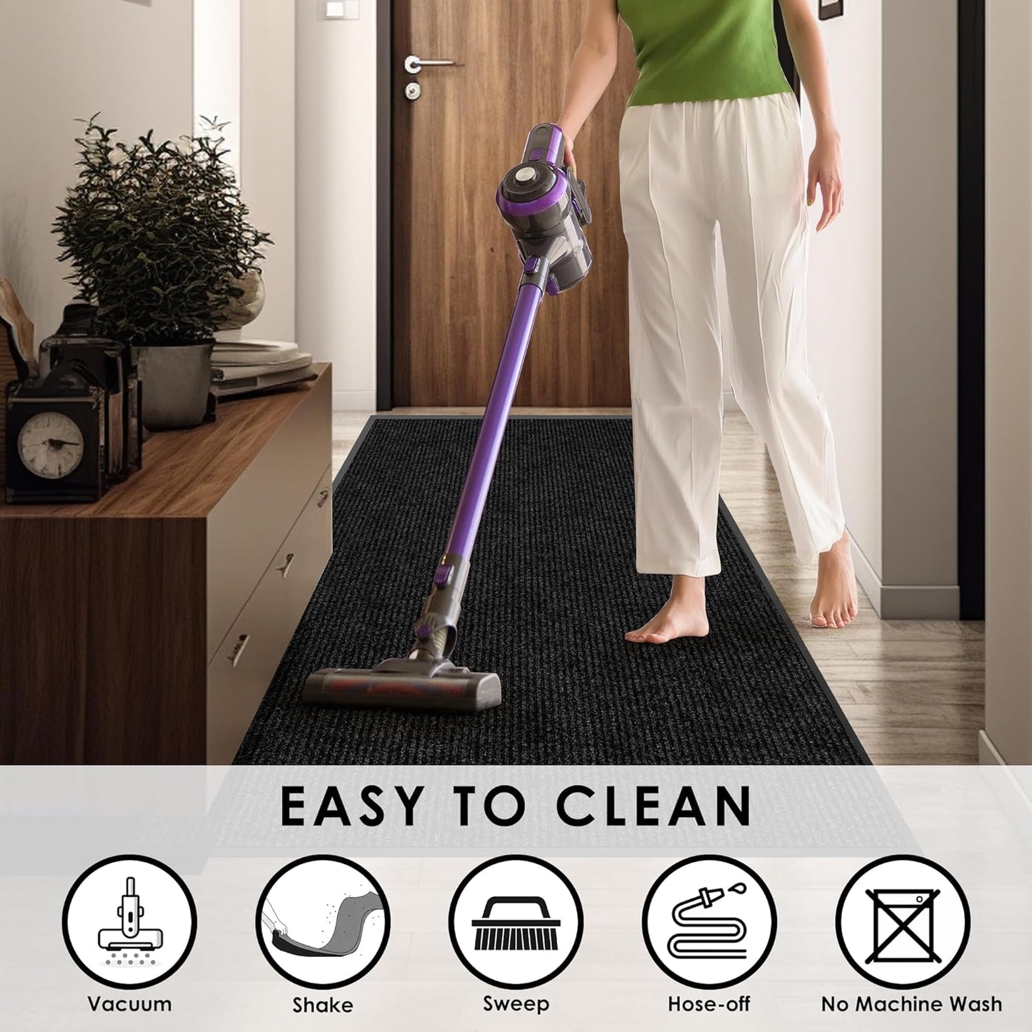 4′ x 37′ Front Door Mat Indoor Outdoor Entrance, Commercial Floor Mat Heavy Duty Dirt Trapper Entryway Doormat, Custom Size Non Slip Rubber Backing Welcome mat, Door Mat for High Traffic Area