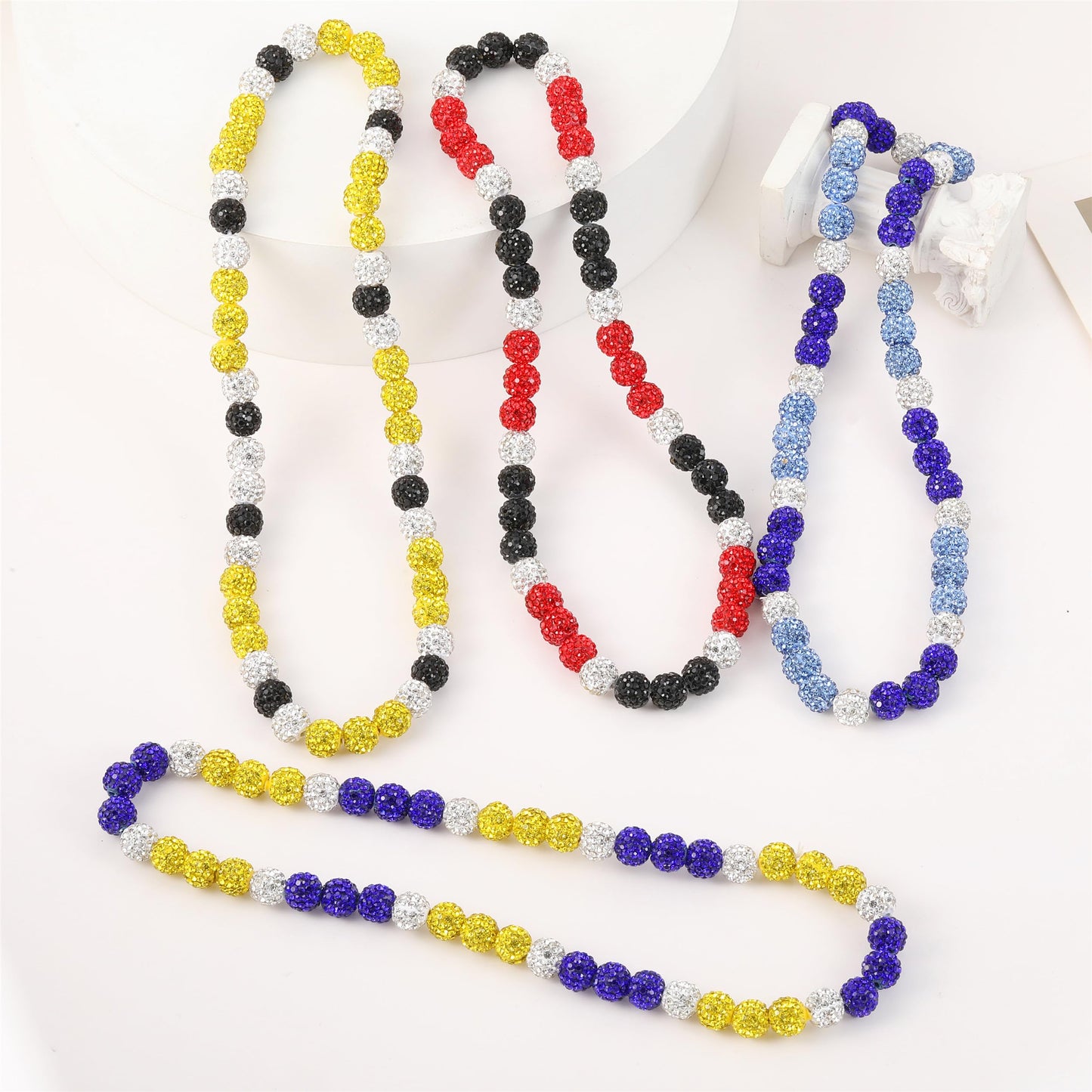 HSWYFCJY Baseball Beaded Chain Necklace for Men Women, Rhinestone Discoball Drip Accessories Yellow Black and White Baseball Nec