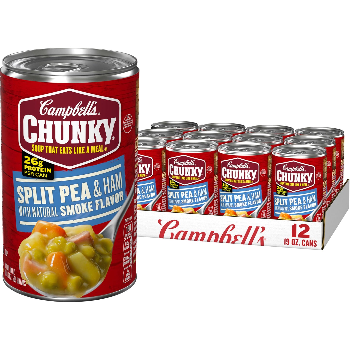 Campbells Chunky Soup, Split Pea Soup With Ham, 19 Oz Can (Case of 12)