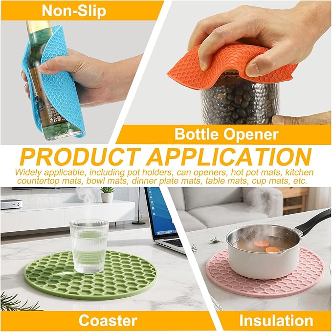 uxcell 4pcs Silicone Jar Opener Pads, 17.5cm/7" Texture Can Opener Multipurpose Round Bottle Lid Opener Non-Slip Coasters for Weak Hands Seniors Children, Gray