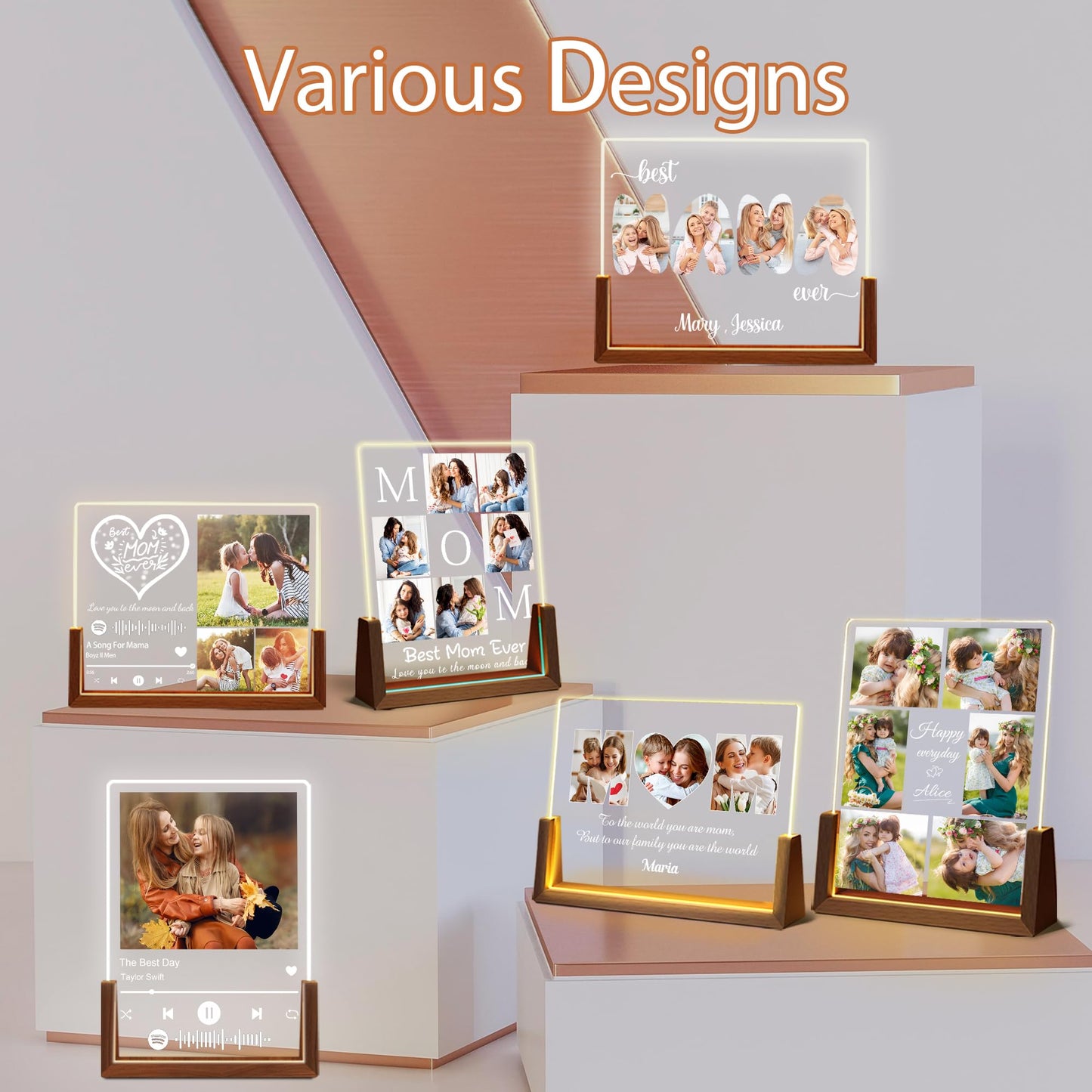 Maiwell Personalized Mothers Day Unique Gifts For Mom Grandma Wife Custom Best Mom Gifts From Daughter Son Husband Customized Picture Frame Night Light With Photo Text For Christmas Birthday Gift