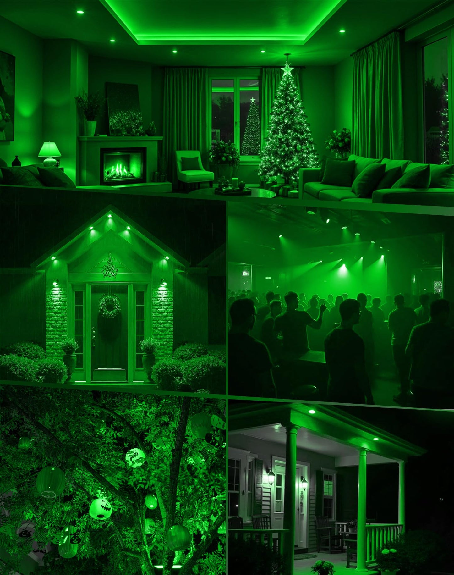 6-Pack Mr16 Green Led Bulbs-Natural 5W 50W Halogen Gu5.3 Base 12V 38?Beam For Garden Plant Growth Yard Accent & Eco Lighting