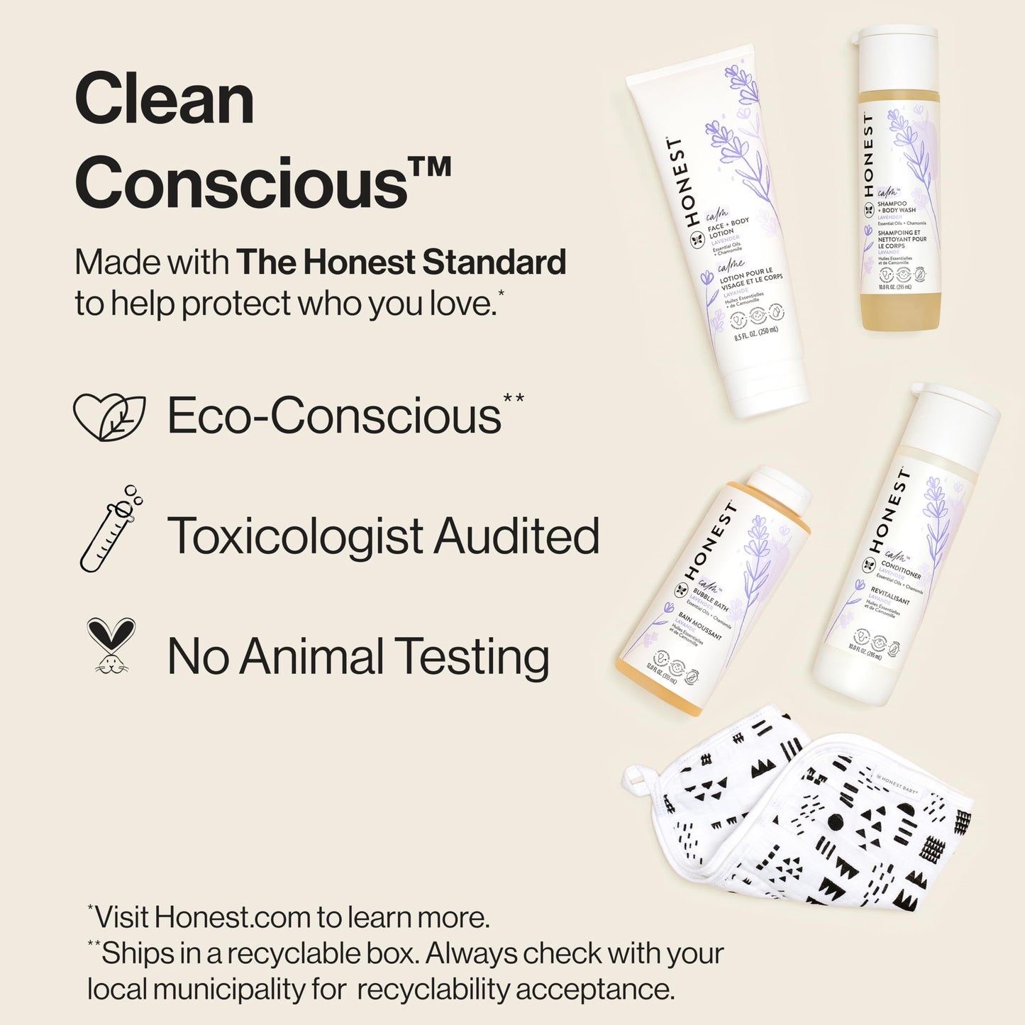 The Honest Company Calming Lavender Bathtime Gift Set | Hypoallergenic Bath Essentials for Sensitive Skin | Shampoo + Body Wash,