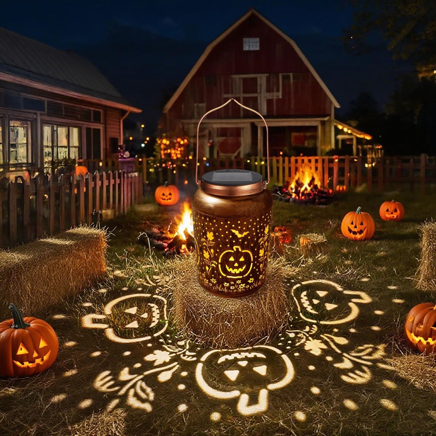 Halloween Decorations Solar Lanterns Outdoor Waterproof Pumpkin Garden Decor Gifts Halloween Pumpkin Lantern Lights Hanging Solar Lights For Halloween Party Yard Patio Backyard Porch