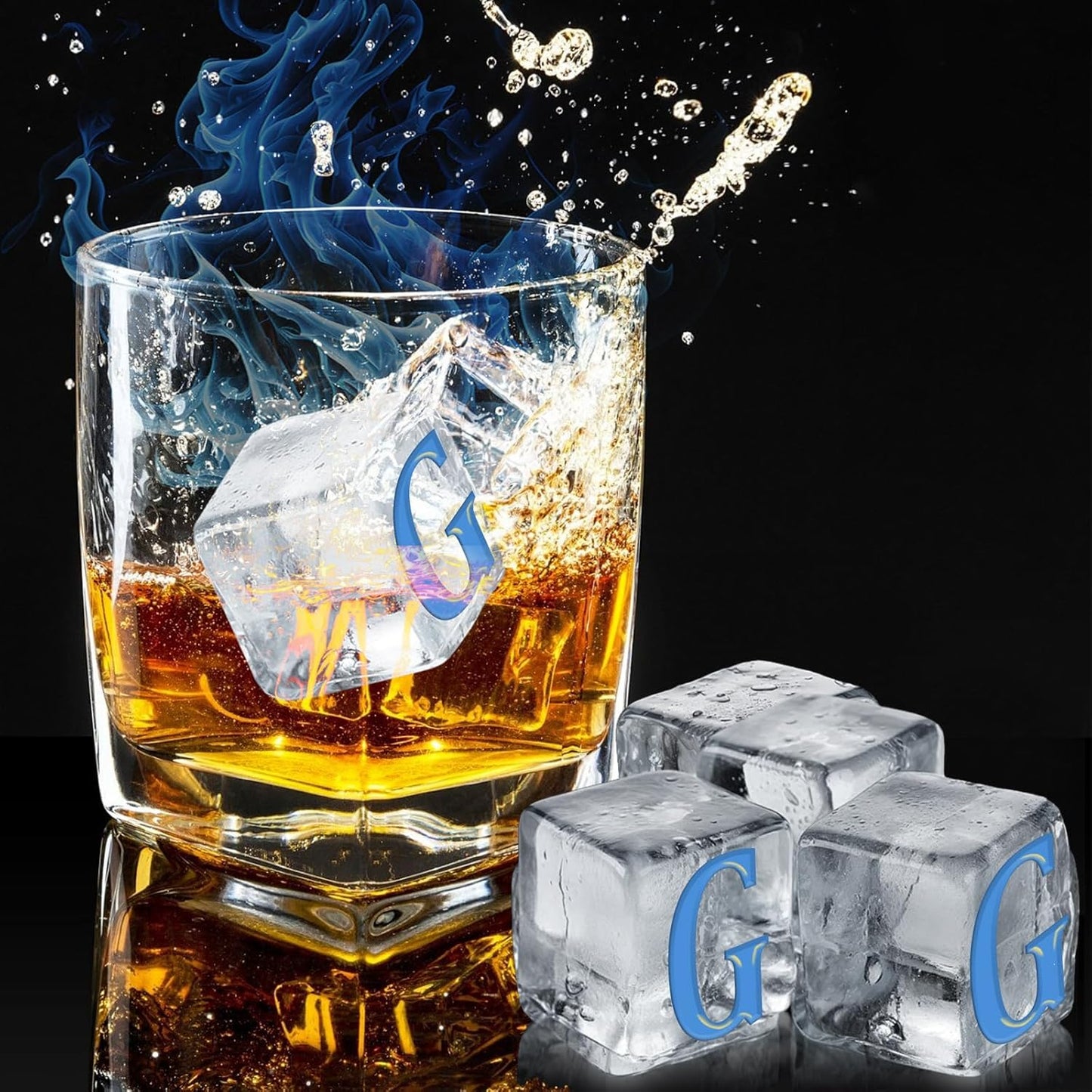 6 Pcs 2" Letter Silicone Personalized Ice Cube Mold,Personalized Ice Mold with 2mm Depth,Create Unique Whiskey Ice Cubes in Style with our Customizable Ice Mold (Letter S)