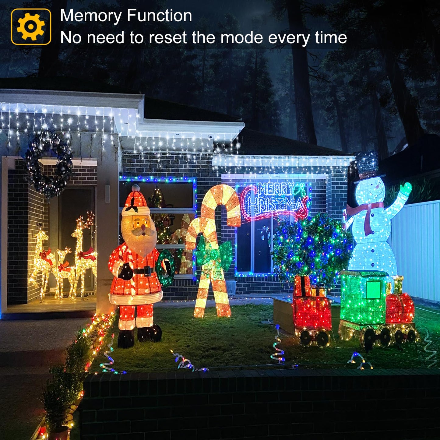 Nielfoi Christmas Icicle Lights - 99ft 1216 LED, Waterproof, 8 Modes, Cool White, Model BG-CL3M3-306L01