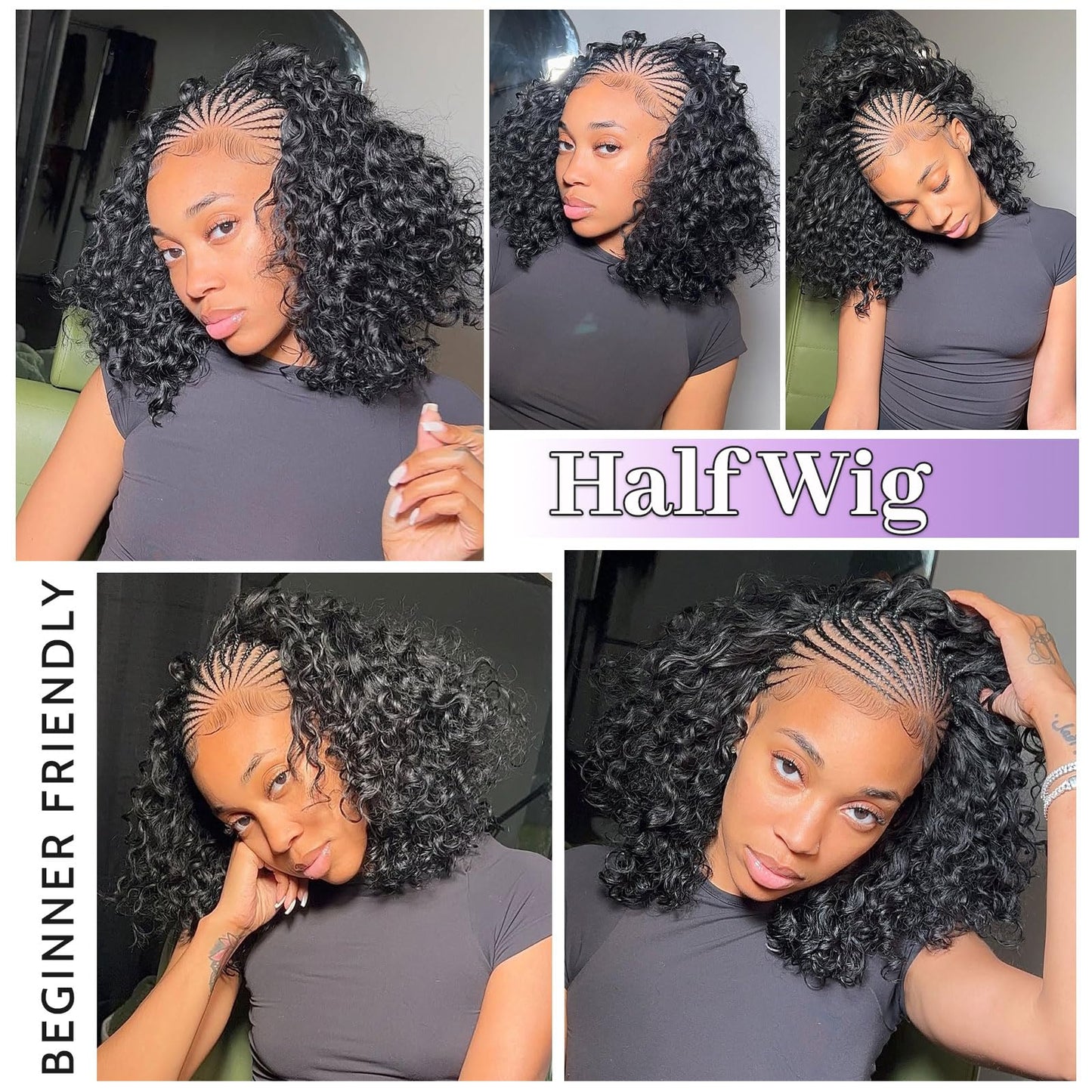 DSEKCAIN Water Wave Half Wig Human Hair 26 Inch 200 Density Half Wig Water Wave 100% Real Human Hair With Drawstring 3 In 1 Seam