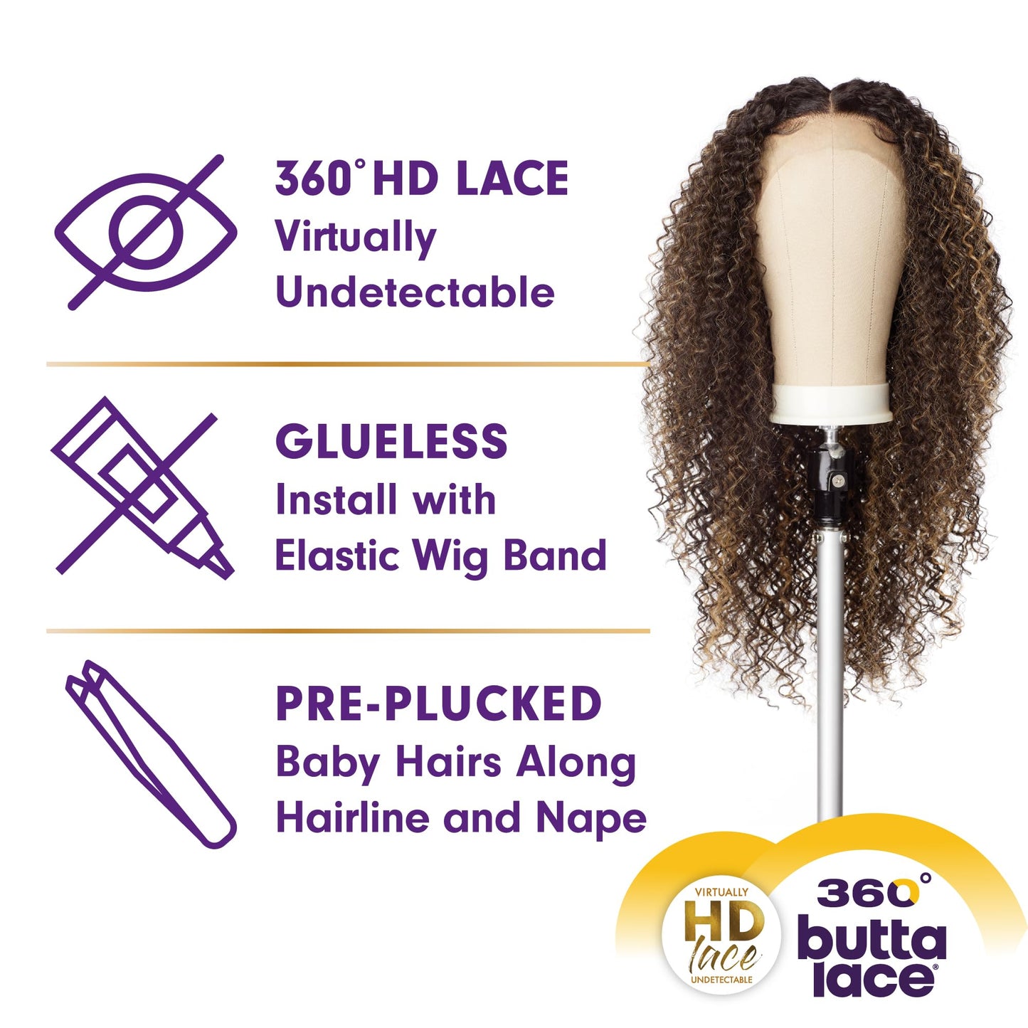 Sensationnel Butta 360 Lace Wigs - Unit 6 Wider Parting 360 Degree Lace Glueless Synthetic Preplucked Hairline (TH2/27)