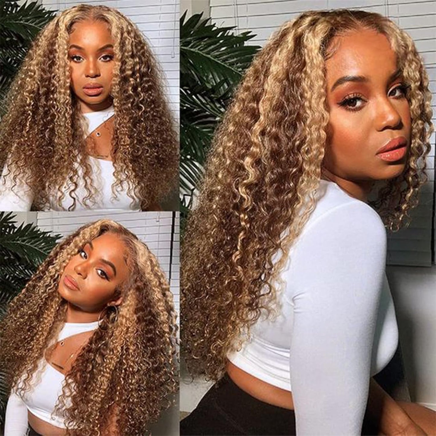 Lagalaga Bundles Human Hair 12 14 16 Inch Deep Wave Highlight Gold Brown P4/27 Human Hair Bundles Unprocessed Brazilian Virgin H
