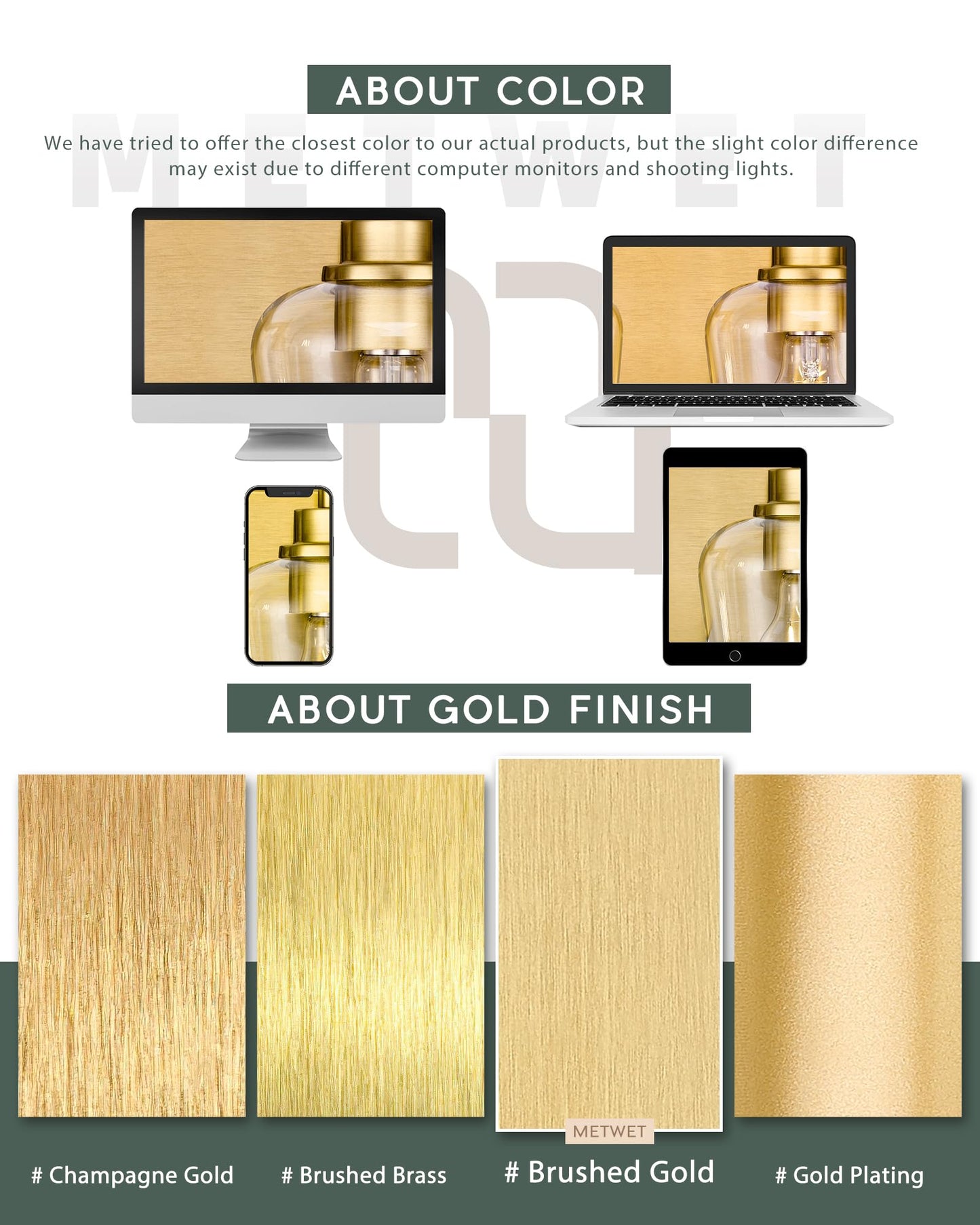 Metwet Bathroom Light Fixtures 3-Light Modern Vanity Light With Clear Glass Wine Glass-Shaped Shade Vanity Lighting Fixtures Over Mirror Brushed Gold Vl155-Bg-3