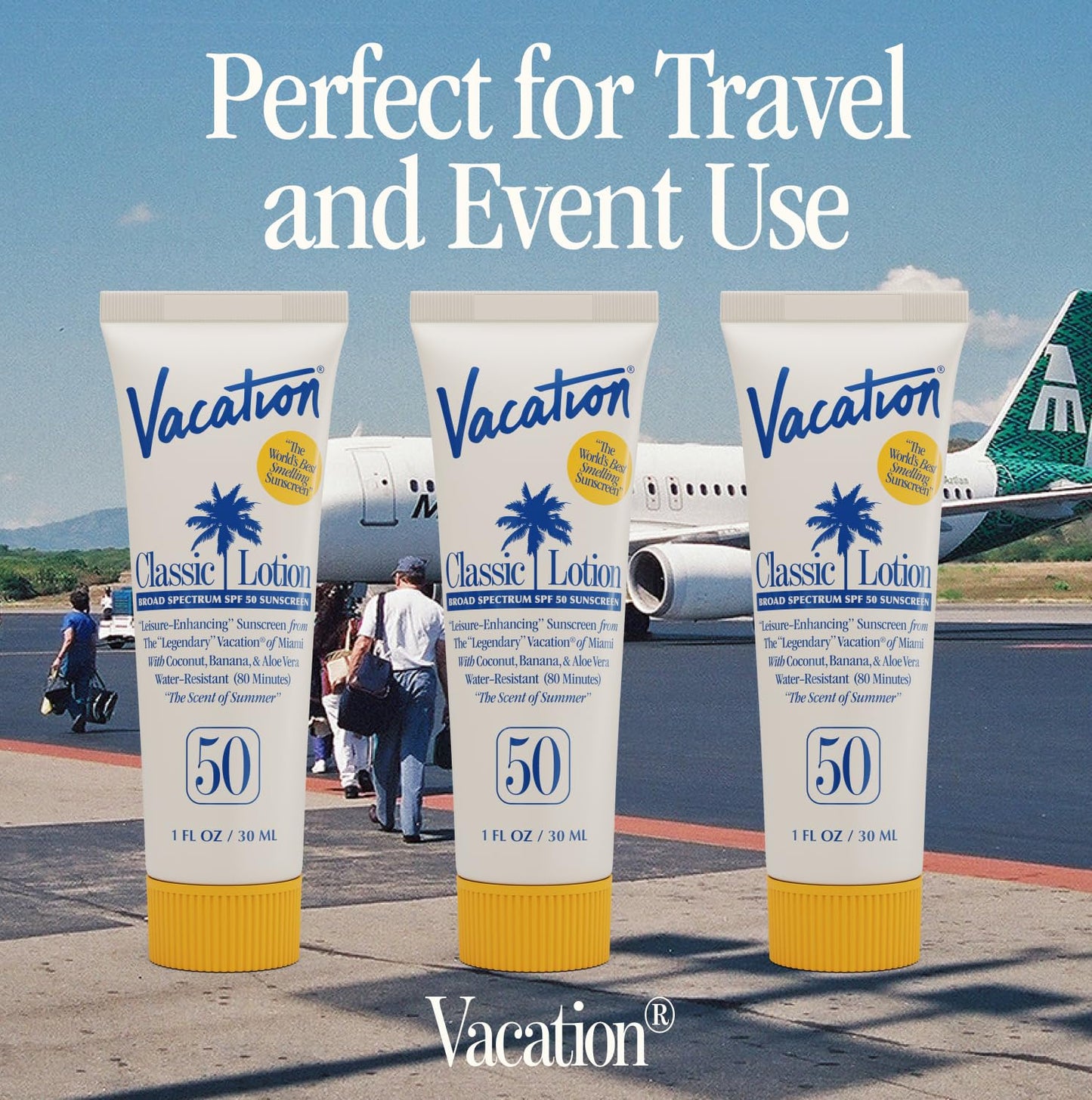 Vacation Mini Classic Lotion SPF 50, Water-Resistant, Mini Sunscreen Bulk Party Favor, Beach Must Haves, Traveling Essentials, S