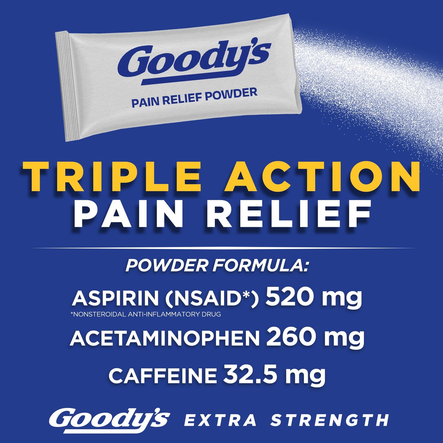 Goody’s Headache Powder Extra Strength Pain Relief, Triple Action Headache Relief with Aspirin, Acetaminophen & Caffeine, 24 Count, Pack of 6