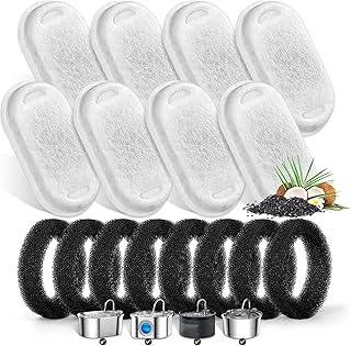 Cat Water Fountain Filters for Stainless Steel 67oz/2L Adjustable Water Flow Pet Fountain, 8 Pack Pet Replacement Filters ...