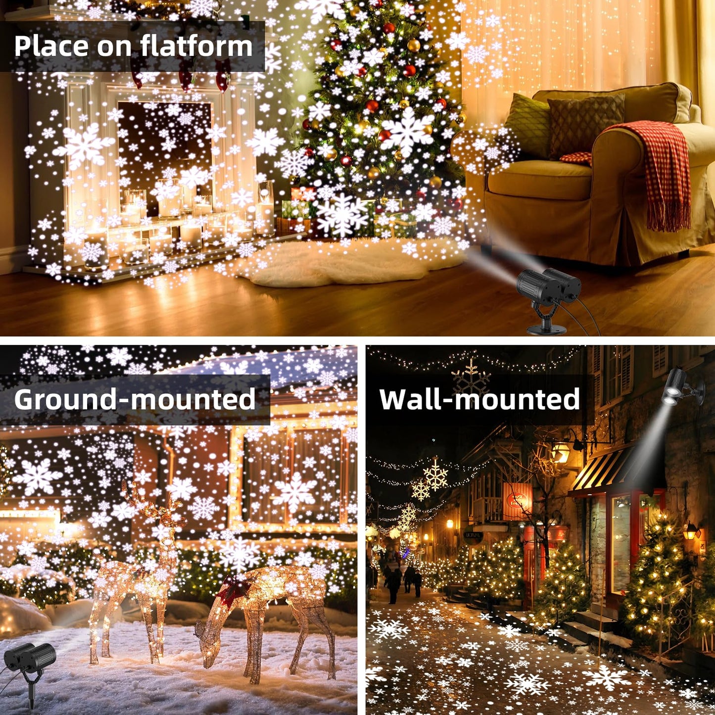 afzdby Christmas Snowflake Projector Lights, Dual Head, Waterproof, Model SW-PL-13, Decorative Lighting for Indoor/Outdoor Use