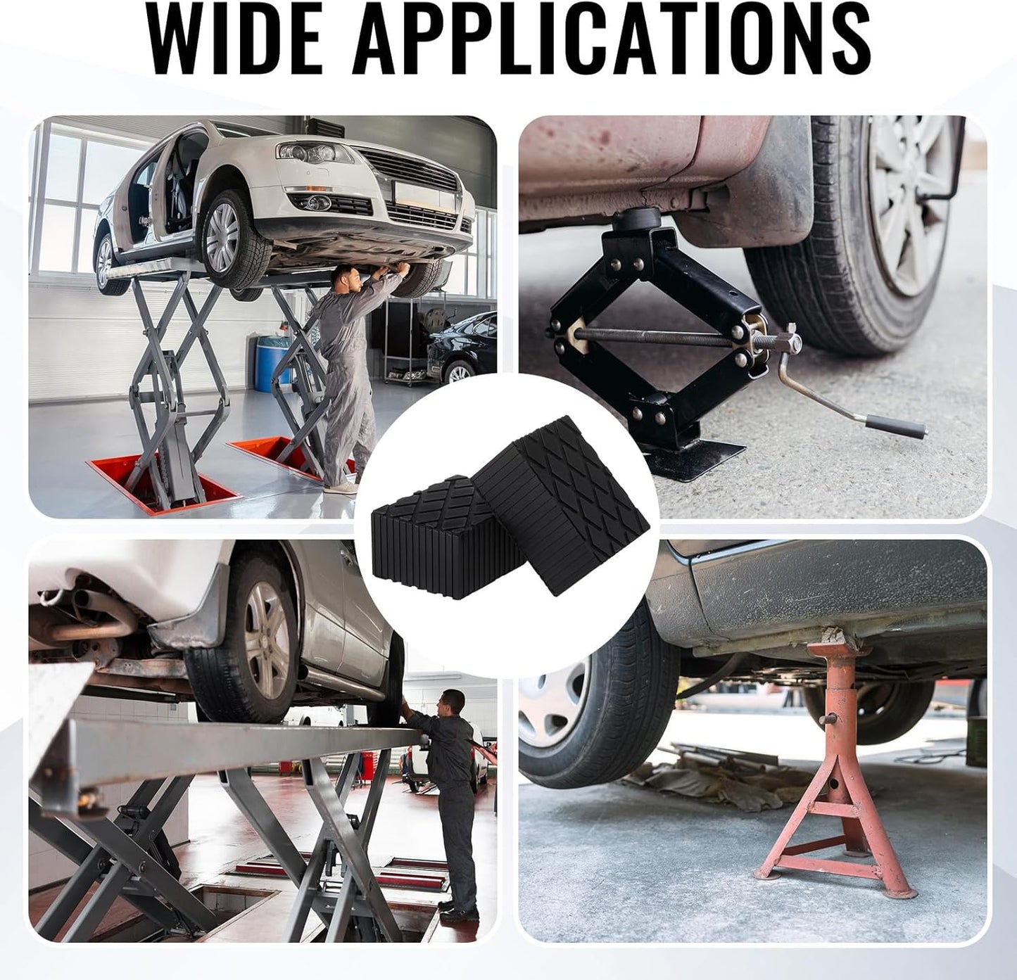 Pangda 8 Pcs 6-3/8" x 4-3/4" x 3.15" Solid Rubber Auto Lift Block Spacer Pad Anti-Slip Rubber Jack Pad for Automobile Lifts, Jacks, & Racks 4000 Lbs Capacity