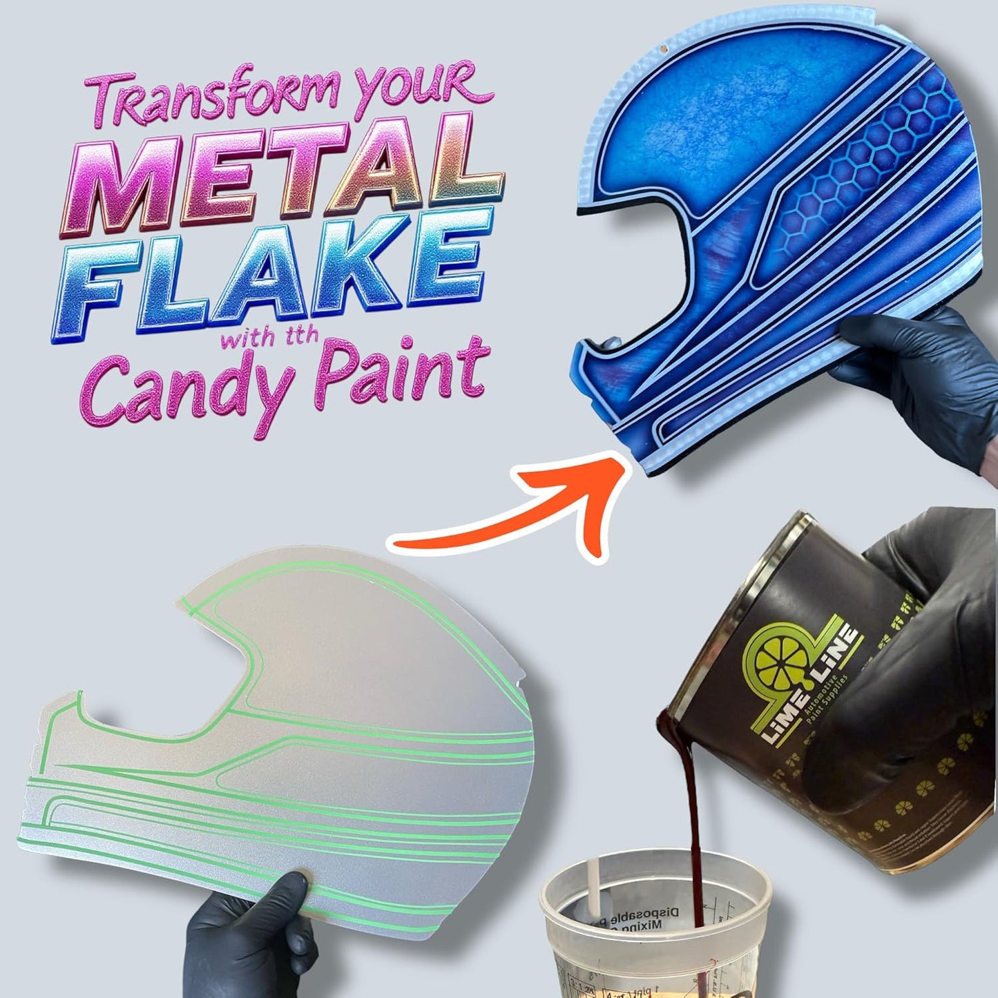 LiME LiNE Sprayable Metal Flake Paint Additive: Solvent Resistant Glitter for Automotive Custom Painting (Silver)