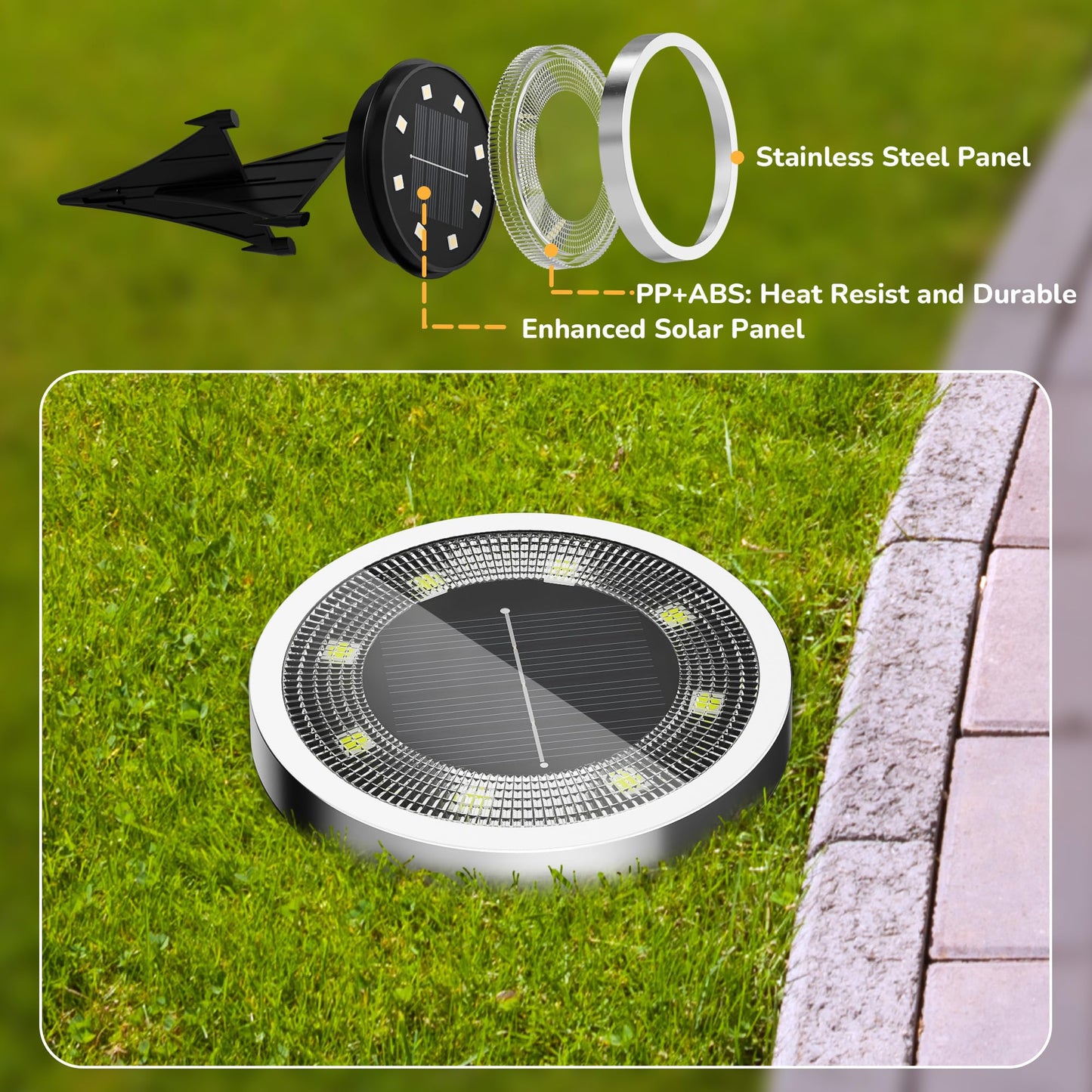 Incx Solar Ground Lights 8 Pack Solars Light Outdoor Waterproof Solar Garden Lights Landscape Lighting For Patio Pathway Lawn Yard Deck Driveway Walkway Cold White