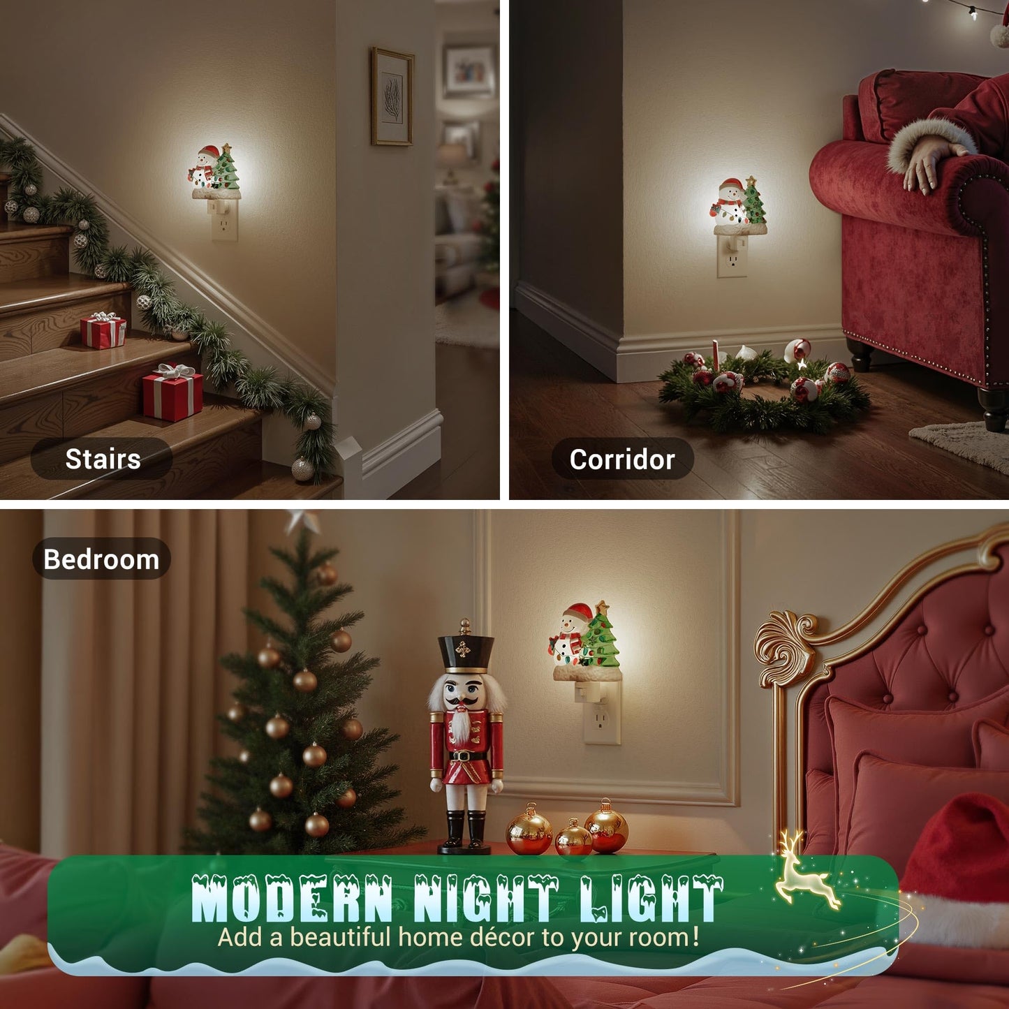 Jandcase Christmas Tree & Snowman Night Light 5000K Night Lights Plug Into Wall Cute & Funny Christmas Night Light For Kids Nightlights With 360?Rotatable For Home Party Decor 1 Pack