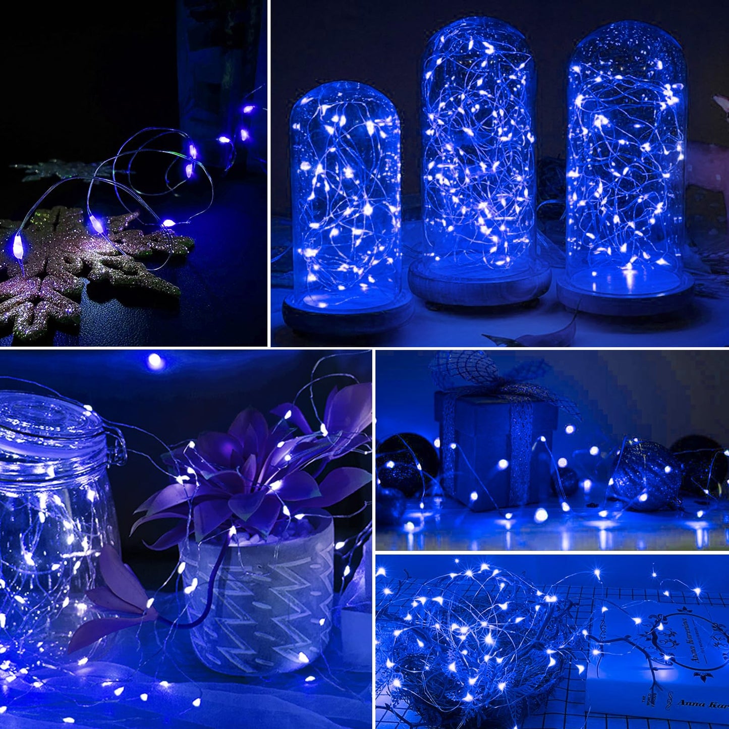 Aikei 100 Pack Led Fairy Lights Battery Operated Mini String Lights 3 Lighting Modes Waterproof 7 Feet 20 Led Firefly Starry Lamps For Wedding Party Bedroom Garden Halloween Christmas Decoration Blue