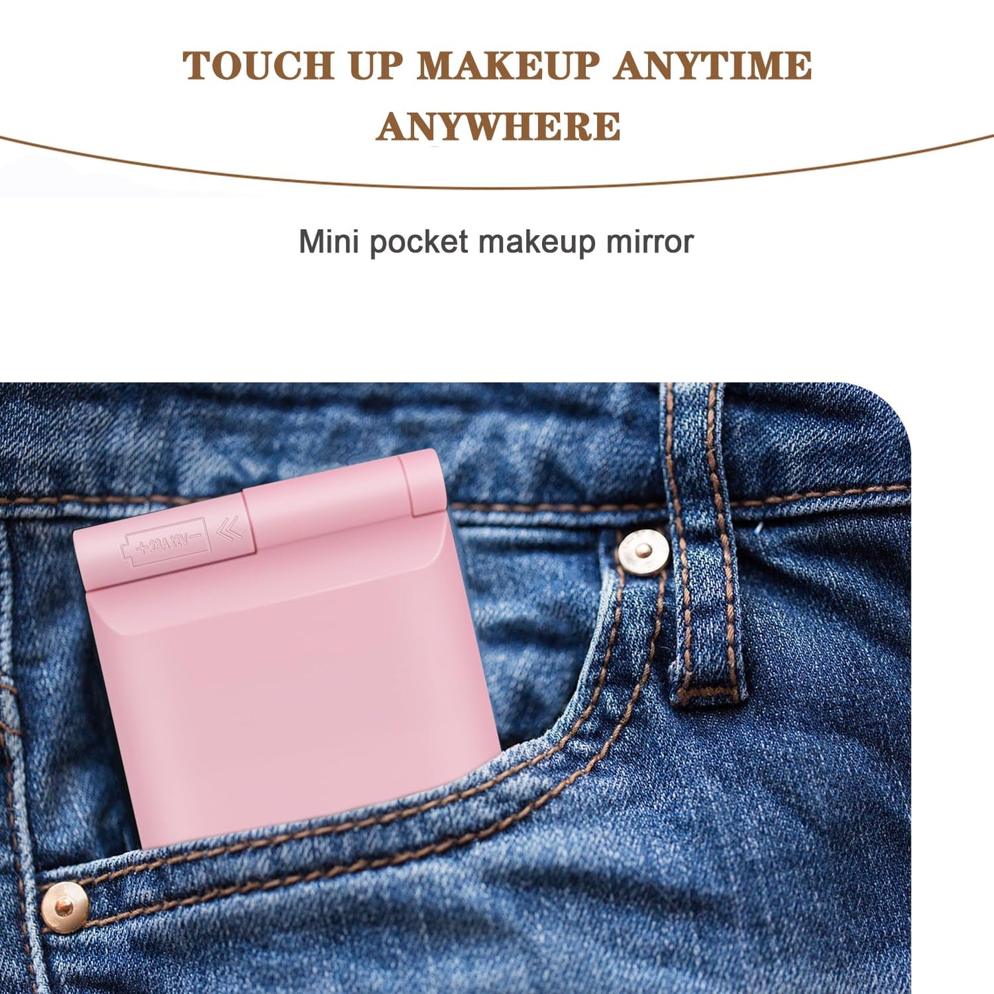YUNYILAN Compact Makeup Mirror, LED Lighted Makeup Mirror, Handheld & Portable for Travel & On The go (Pink-B)