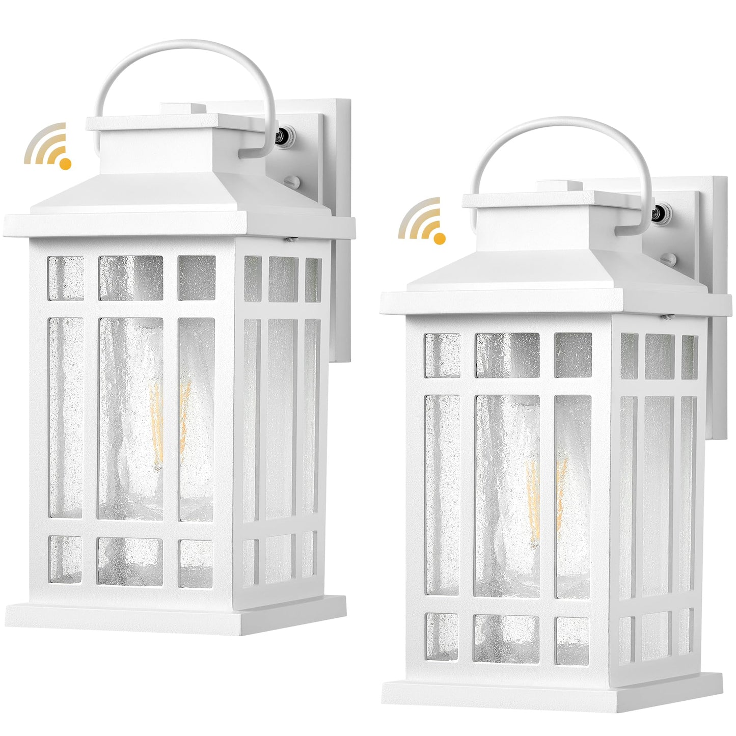 Opaxis White Dusk To Dawn Outdoor Lighting 2-Pack Outside Wall Lights With Seed Glass Outdoor Light For House Garage Garden Entryway Doorway 100% Aluminum Waterproof And Anti-Rust E26 Socket