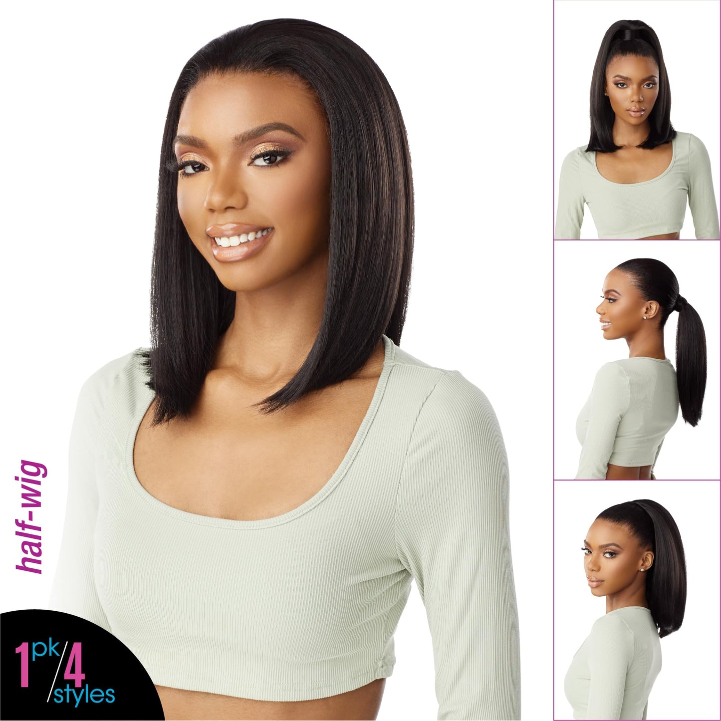 Sensationnel Instant Updown Halfwig Pony - Iud 19 4 Style in 1 Half Wig And Pony Drawstring (1 JETBLACK)
