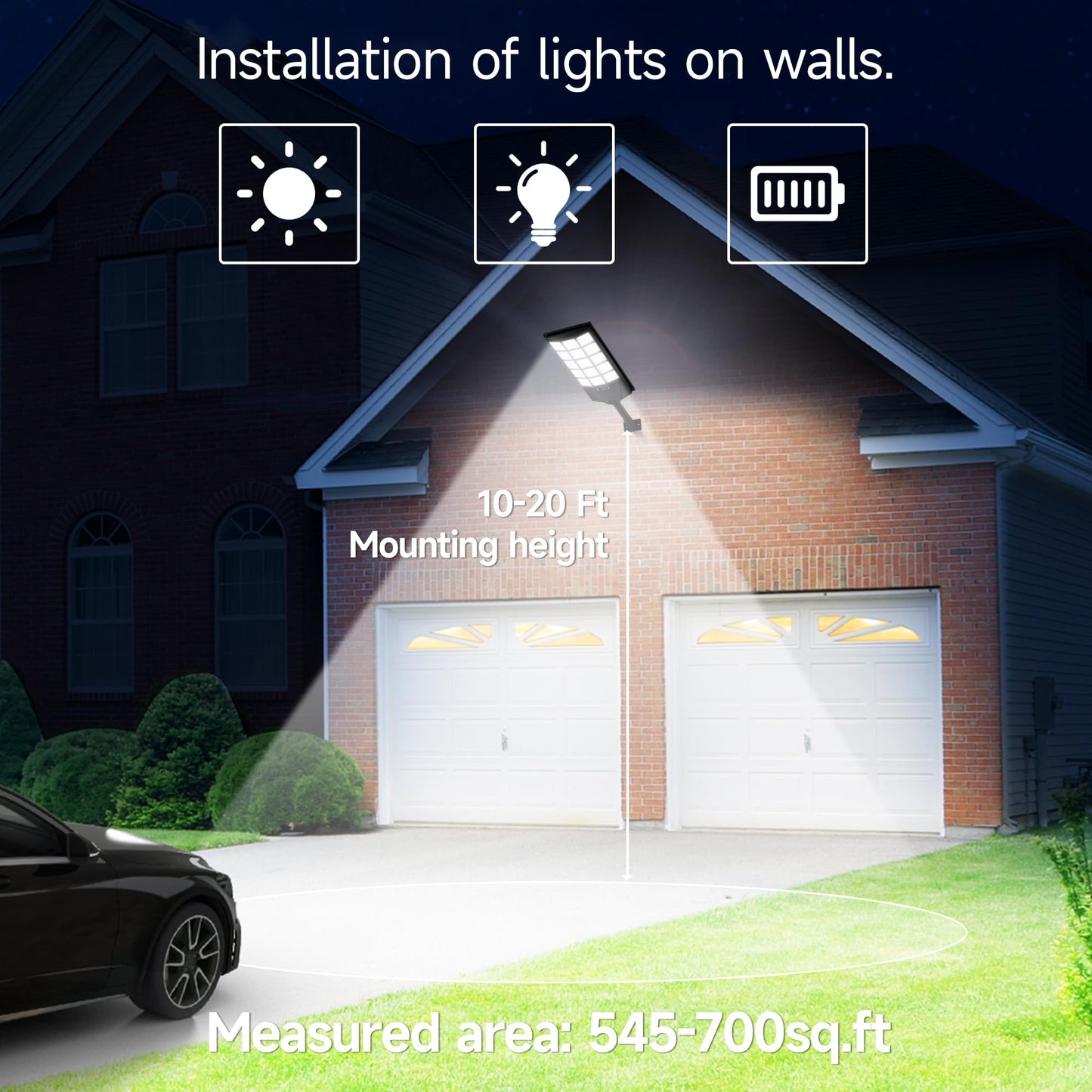 Aqraou Solar Street Lights Outdoor, Dusk to Dawn, Motion Sensor, Remote Control, 2-Pack, Black, Model Aqraou01
