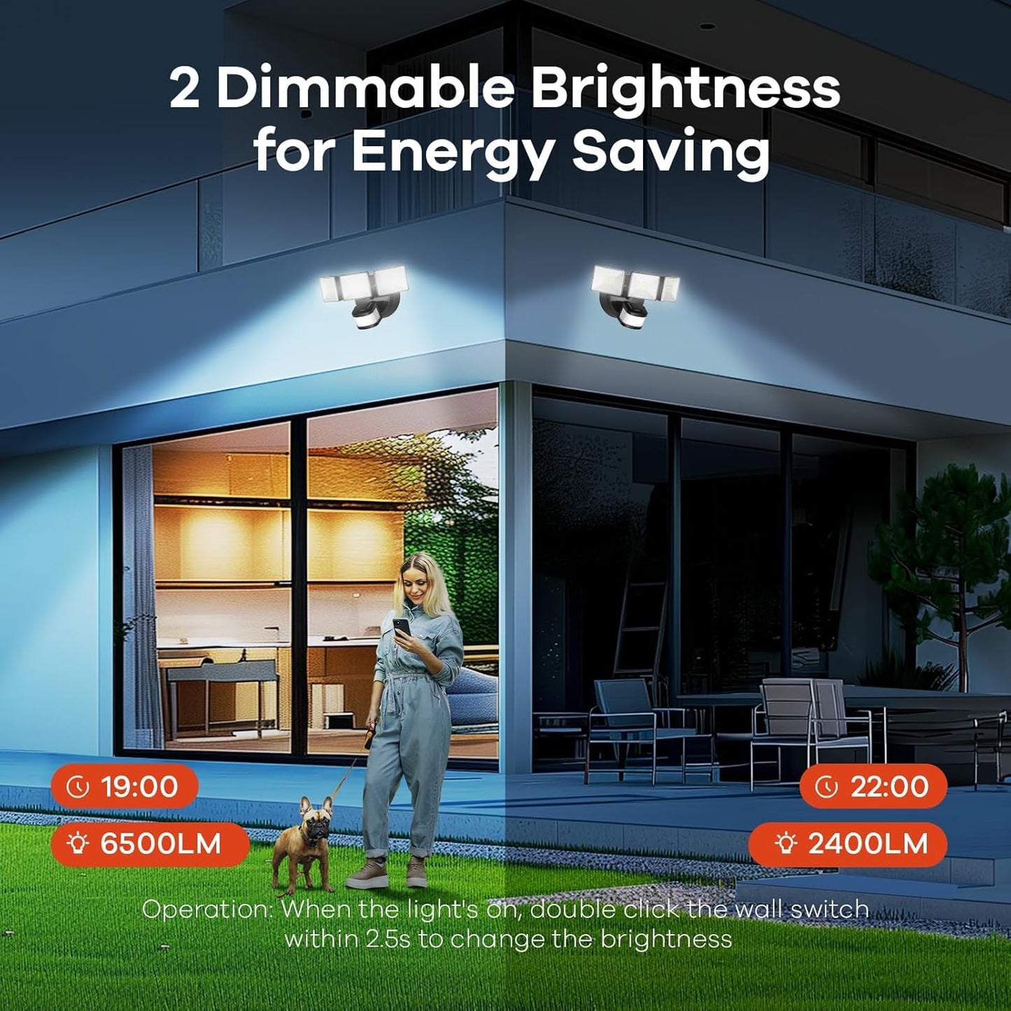 OREiN Flood Lights Outdoor 10000LM Motion Sensor IP65 Waterproof 180? Dusk to Dawn Black OS5600184