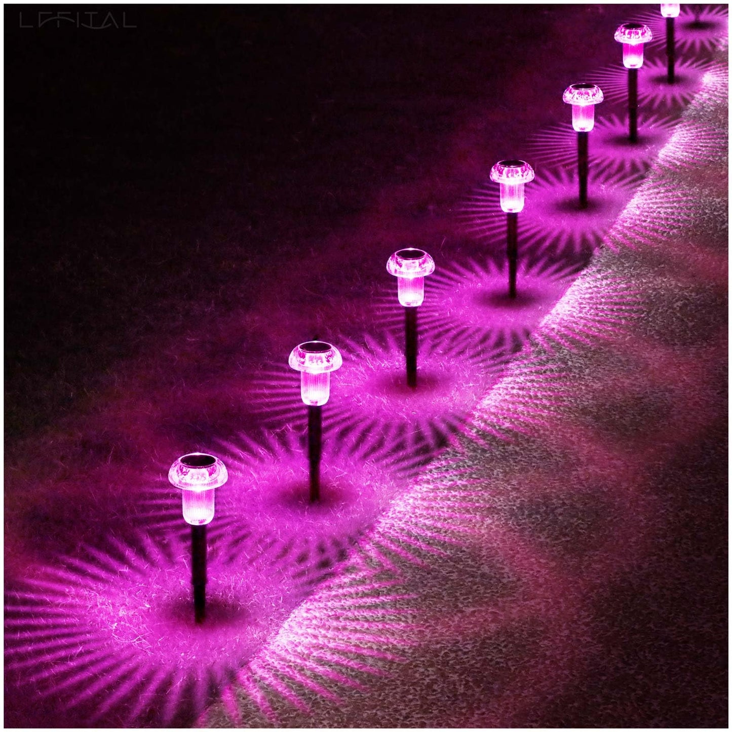 Lffital 16 Pack Halloween Solar Lights Outdoor Hot Pink Solar Pathway Lights Outdoor Purple Mushroom Led Waterproof Lighting Stake For Outside Yard Path Garden Lawn Patio Landscape Decorations