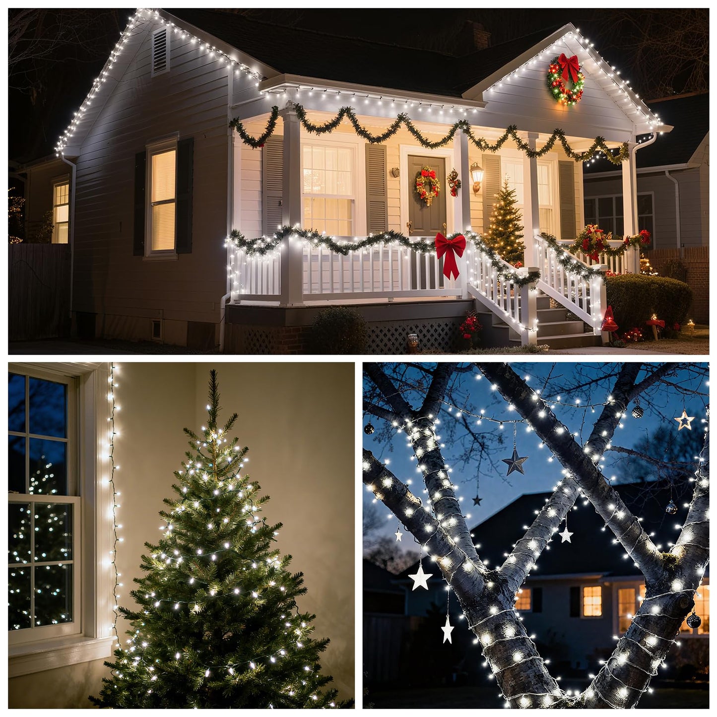 Vtechology 500 Led White Christmas Tree Light Plug In 170Ft Connectable Christmas Lights With 8Modes Ul Certified Outdoor Indoor For Halloween Tree Yard Holiday Party Decor