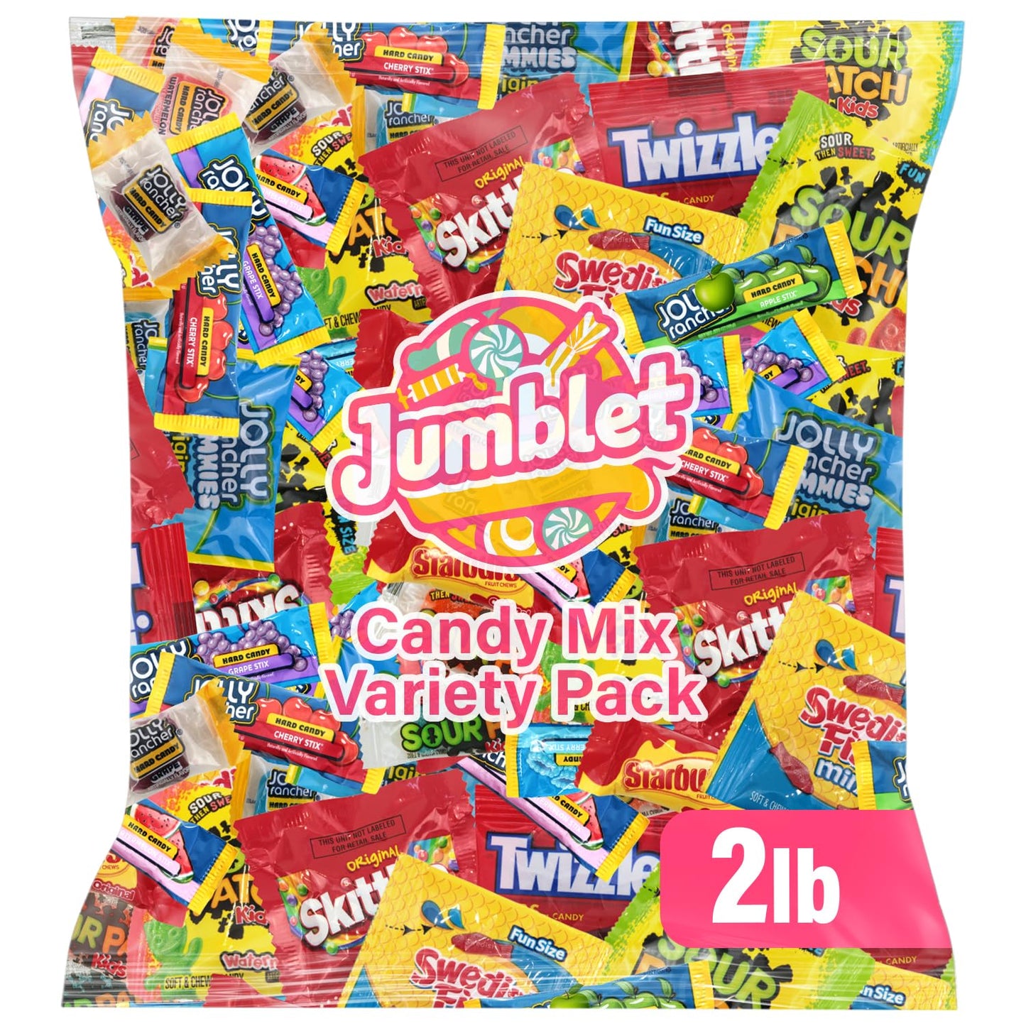 Bulk Candy Mix Variety Pack - 2lb Pack of Individually Wrapped Assorted Sweets for Party Favors Candy Buffets Goodie Bags Gifting and Office