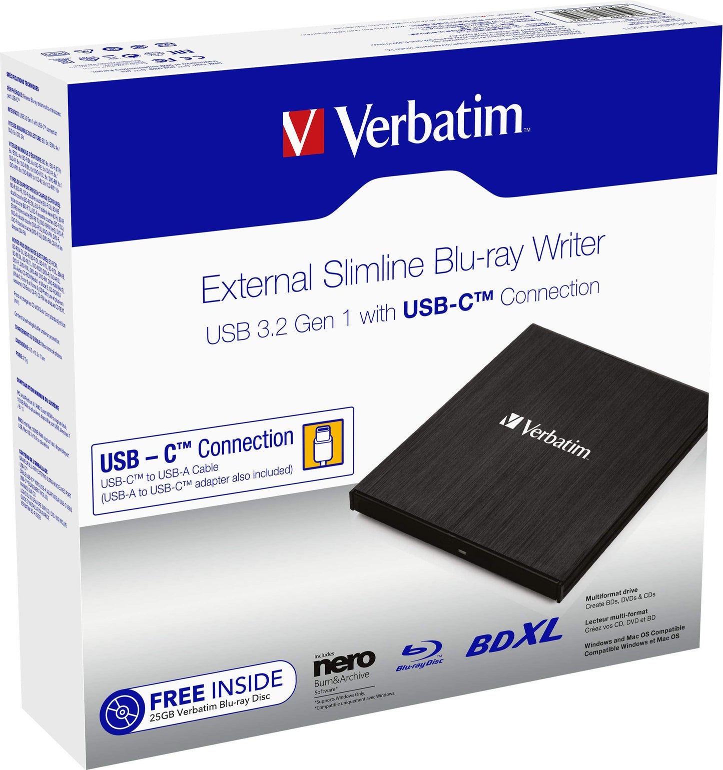 Verbatim 43889 Lecteur De Disques Optiques Blu-Ray Rw Noir
