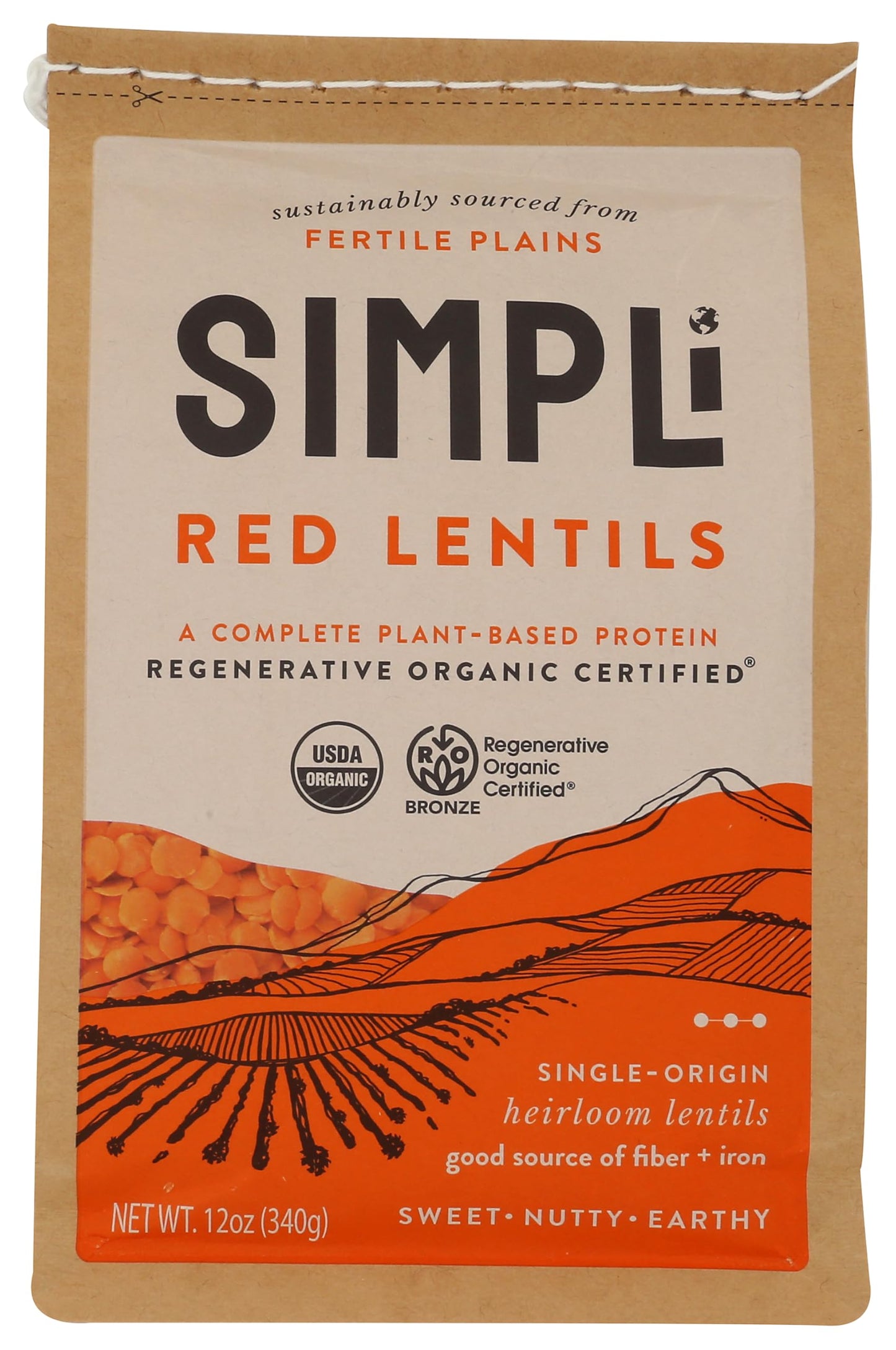 SIMPLI Organic Red Lentils 12 OZ