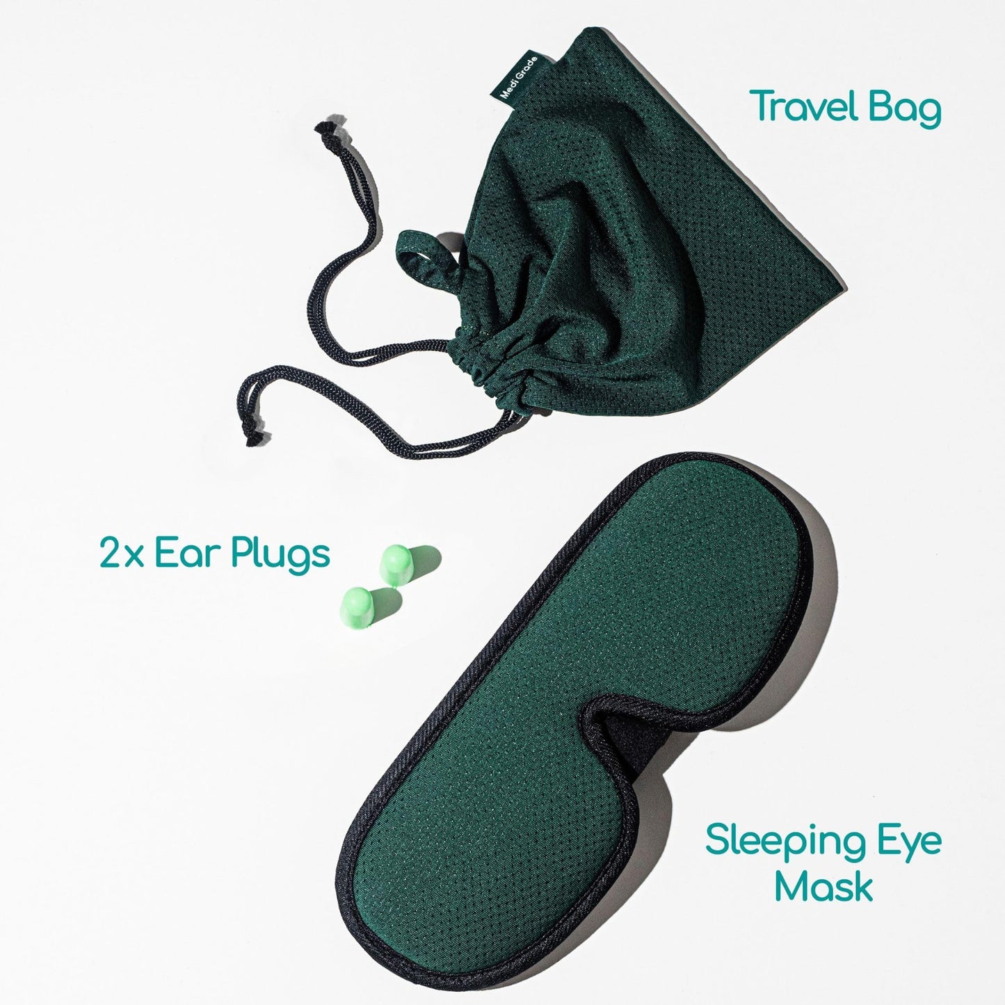 Medi Grade Cotton Sleep Mask with 3D Eye Memory Foam - Travel Sleeping Mask for Women and Men with 2 Ear Plugs and Storage Bag - Blackout Light Blocking
