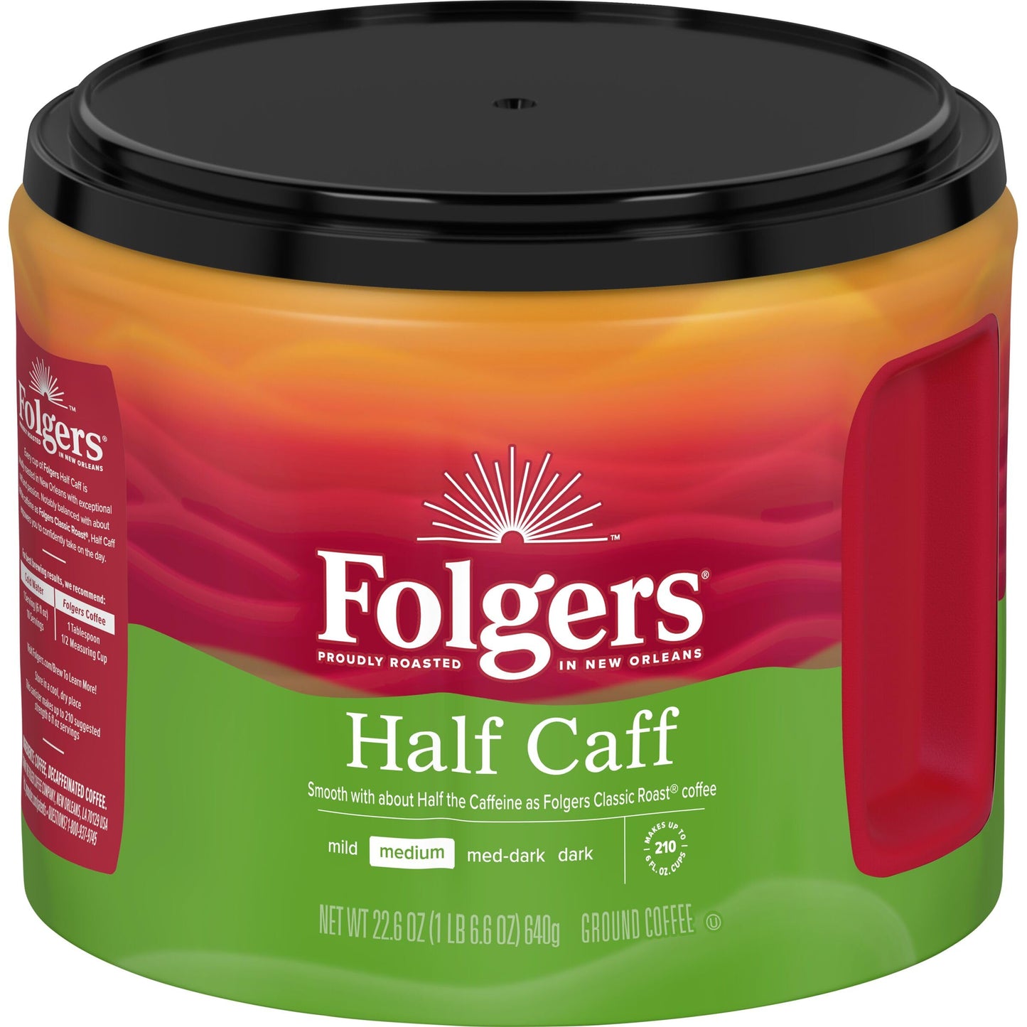 Folgers Half Caff Medium Roast Ground Coffee 22.6 Ounce Canister