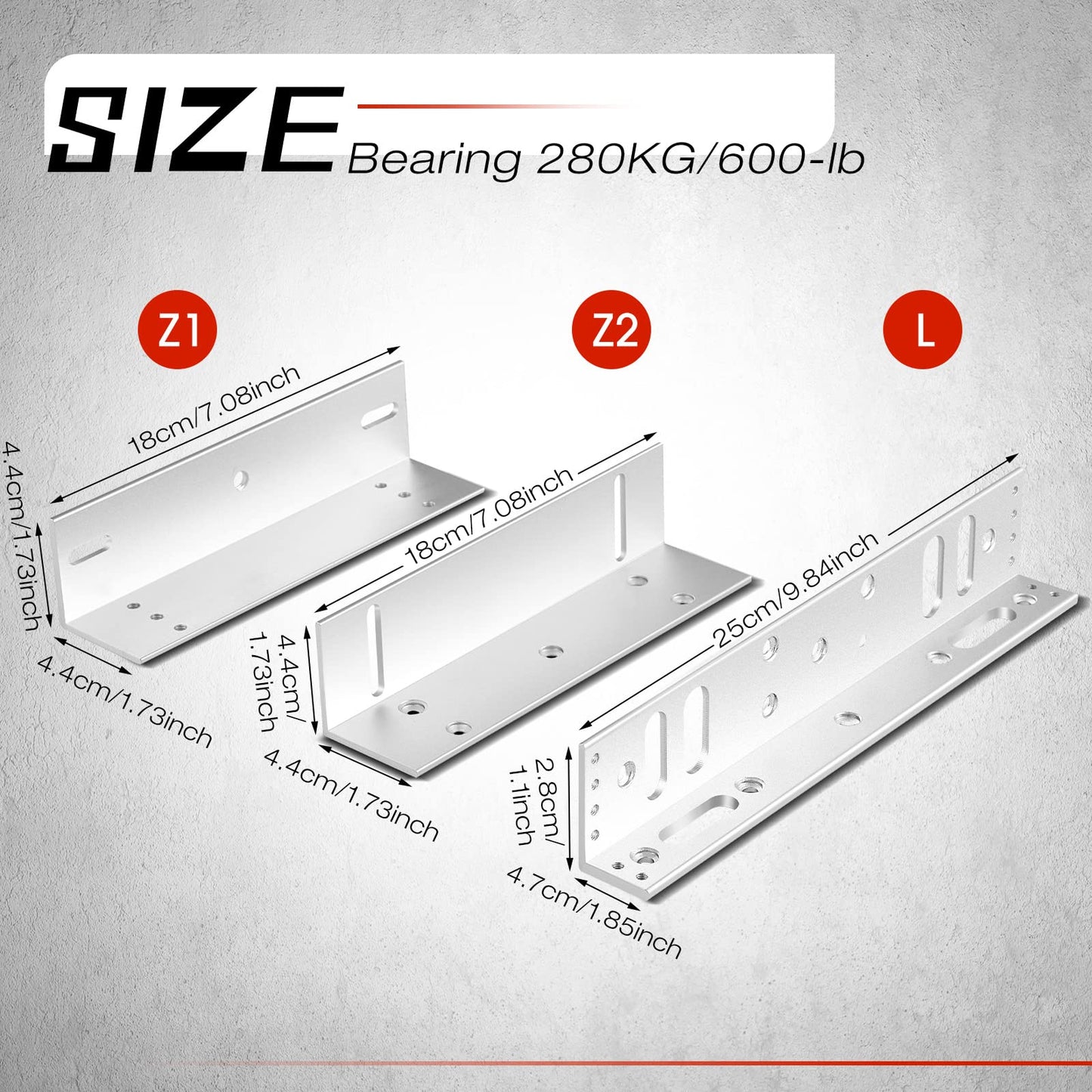 Hoteam 2 Sets Z and L Bracket for 600 Lb/ 280 kg Holding Force Electric Magnetic Door Lock Z and L Holder Stand for Inward Electromagnet Lock Control Door Access Self Closing