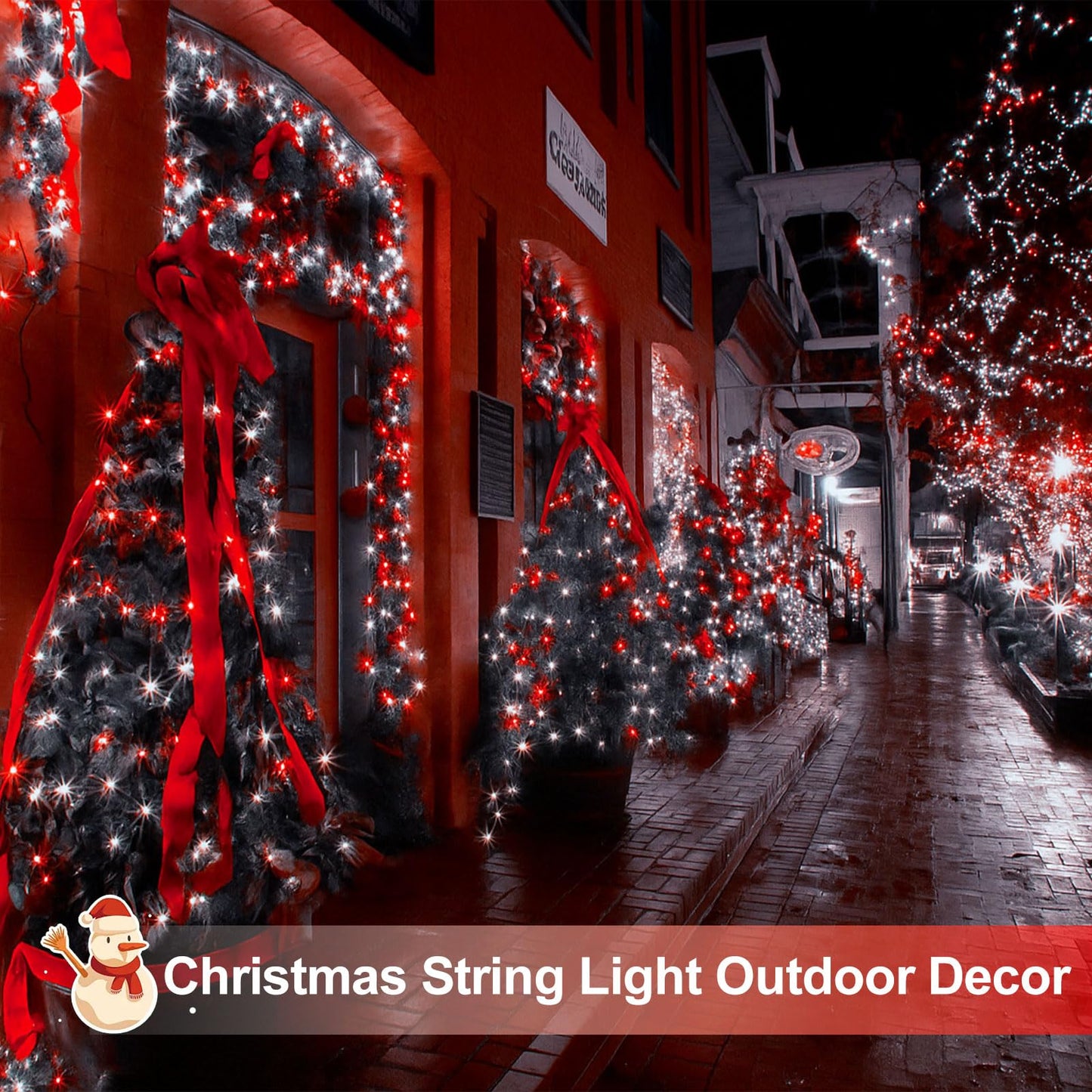 SANJICHA Solar String Lights 144FT, 400LED, Waterproof Copper Wire, 8 Modes, 2 Pack, Red and White, Model SYJSSL