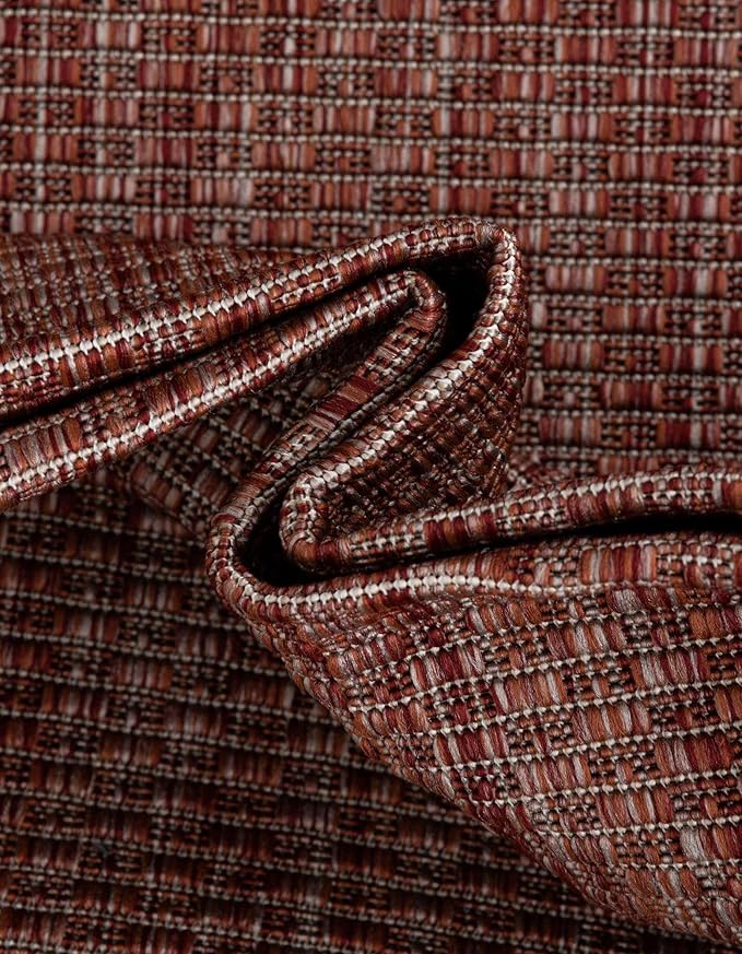 Unique Loom Outdoor Border Collection Area Rug - Soft Border (3' 3" x 5' 3" Rectangle Rust Red/Ivory)
