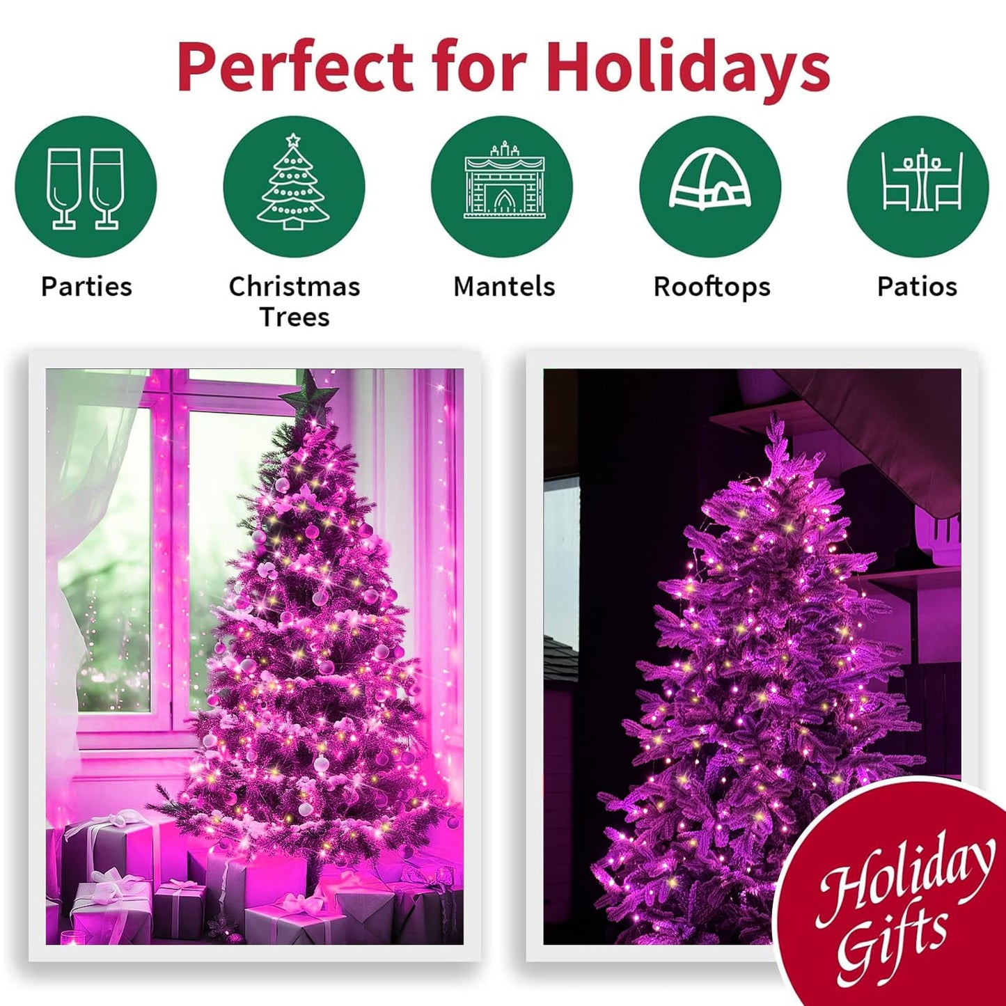 Lamphome Pink Clear Christmas ValentineS String Lights 100 Mini Incandescent Fairy Light Decor 20 Ft White Wire Indoor & Outdoor Party Patio Bedroom Xmas Tree Garland Easter Holiday Decoration