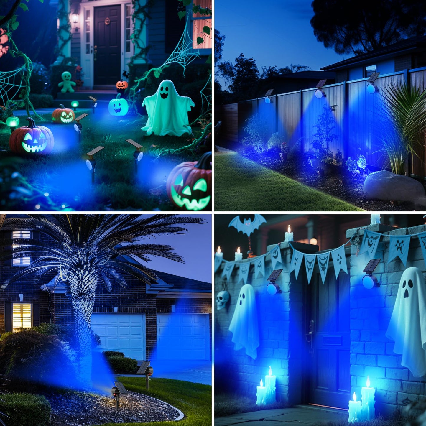 Nipify 2 Pack Solar Spot Lights Outdoor Waterproof Solar Spotlight Light For Outside Yard Landscape Lighting Pathway Lights Wall Auto On/Off Blue