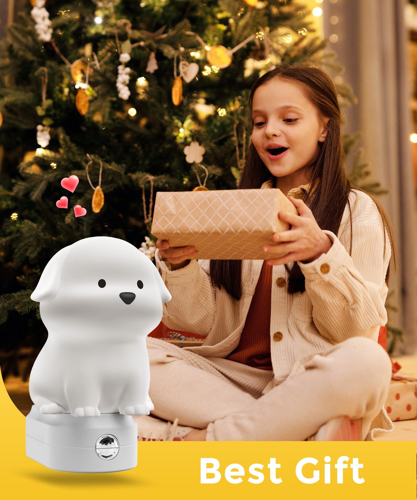 L Lohas Led Plug In Night Light For Kids 3D Cute Puppy Night Lights With Dusk To Dawn Sensor Rgb+Soft White 3000K Dog Night Light Christmas Birthday Gift Nightlight For Kids Room Decor