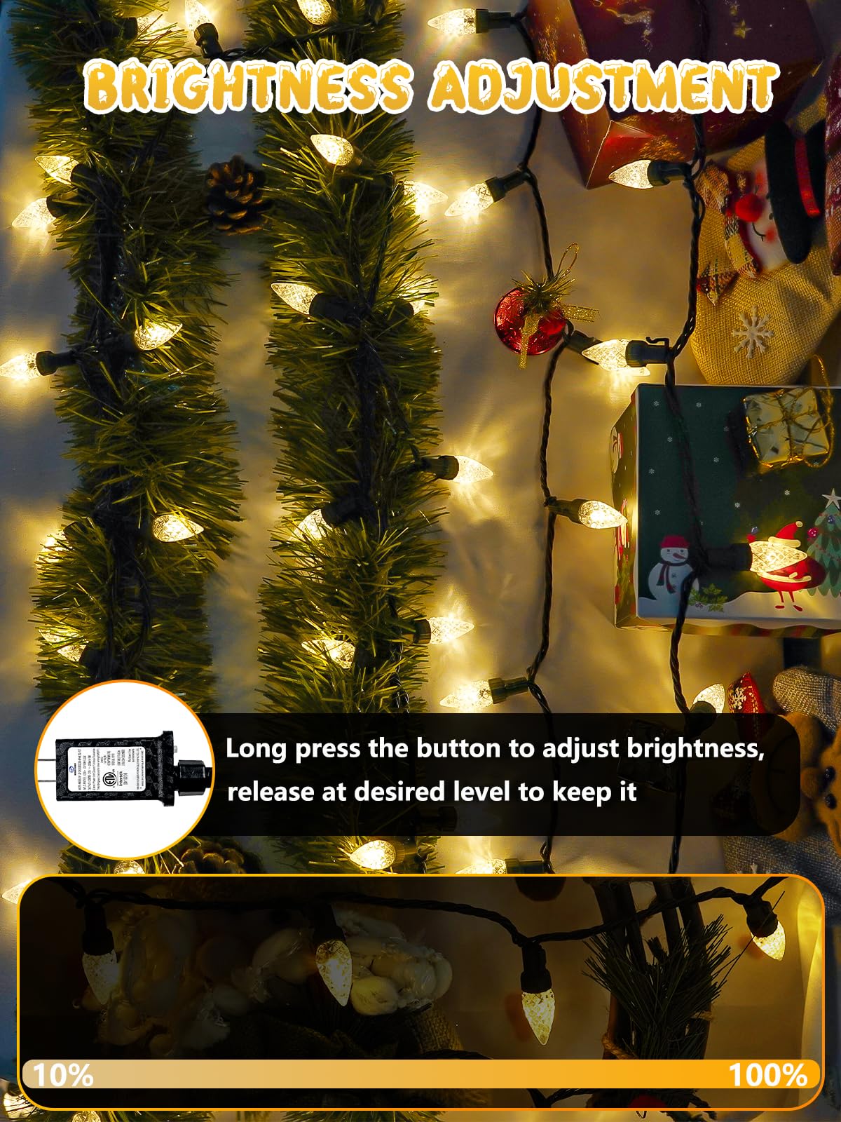 240 Led 78Ft C6 Christmas String Lights Super Long Christmas Lights Outdoor Indoor With 13 Modes & Timer Waterproof Fairy Twinkle Light Plug In For Tree Garden Party Xmas Decorations (Warm White)