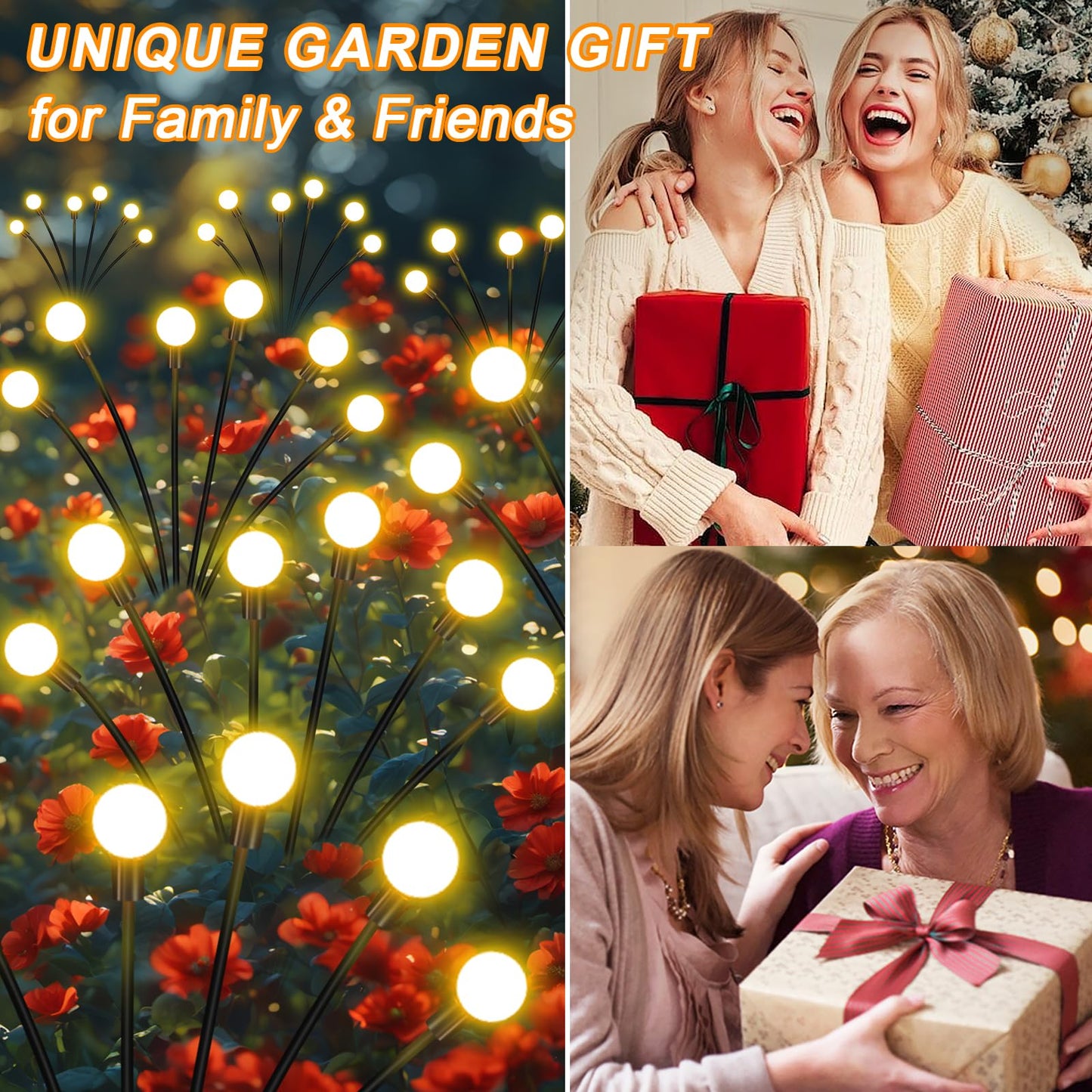 ZFNN Solar Garden Lights - 4 Pack 24 LEDs, Waterproof Outdoor Decorations, Warm White, Model 01