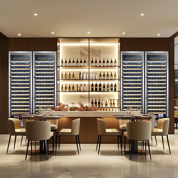 Tylza Wine Fridge 24 Inch, 189 Bottles Large Wine Cooler Refrigerator, Built-in or Freestanding Tall Wine Cooler Commercial with Upgraded Compressor, Low Noise, Fast Cooling